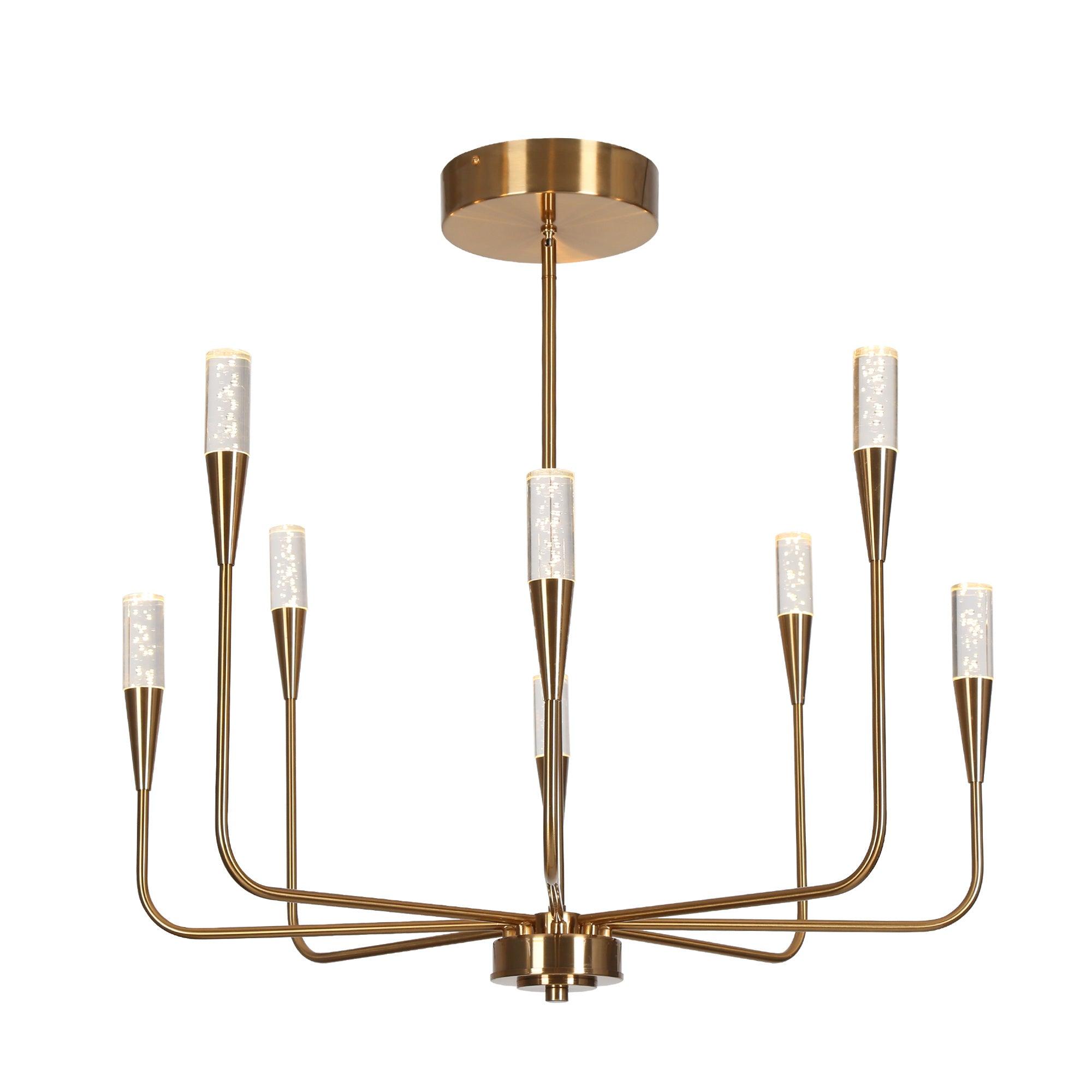 8-Light LED Brass Gold Chandeliers