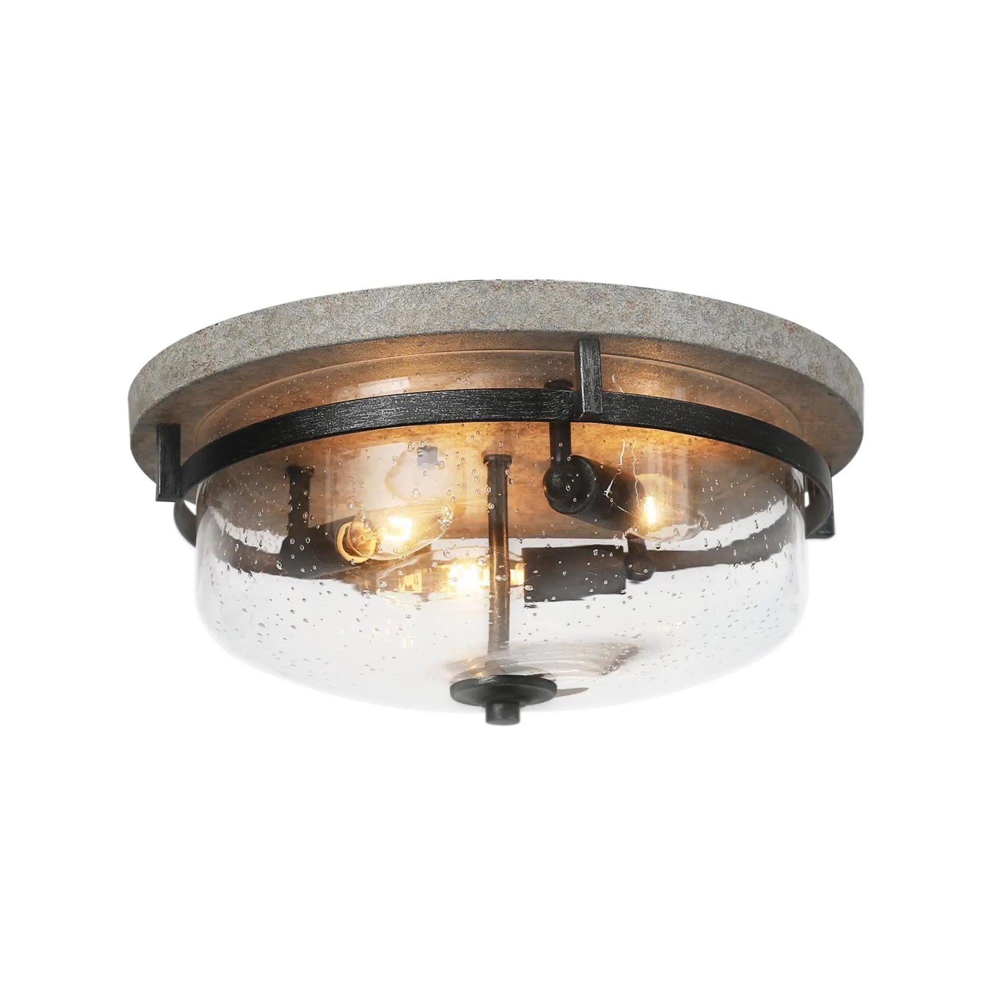 Capybara 3-Light Small Wood Flush-Mount Light