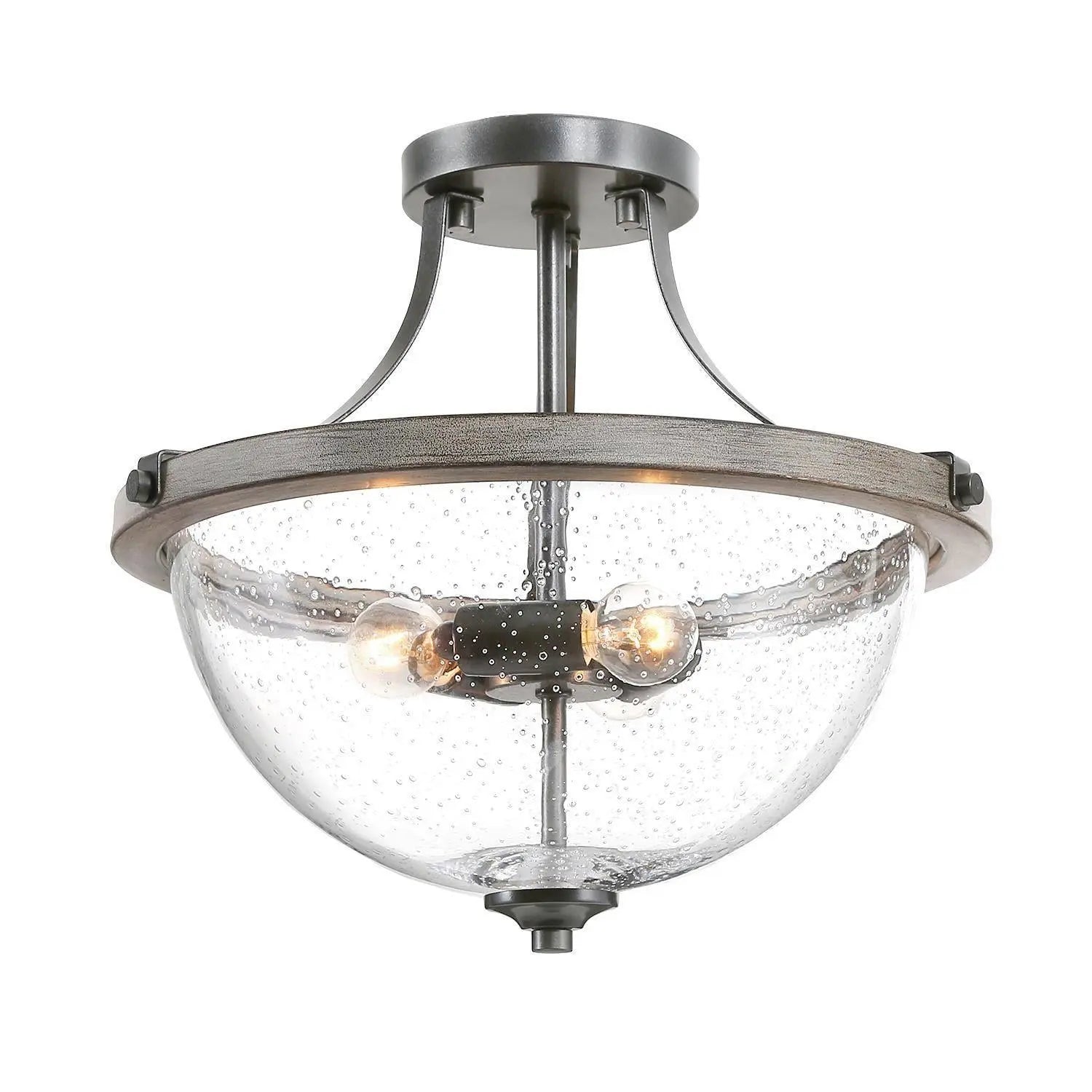 Dikdik 3-Light Small Wood Semi-Flush-Mount Light