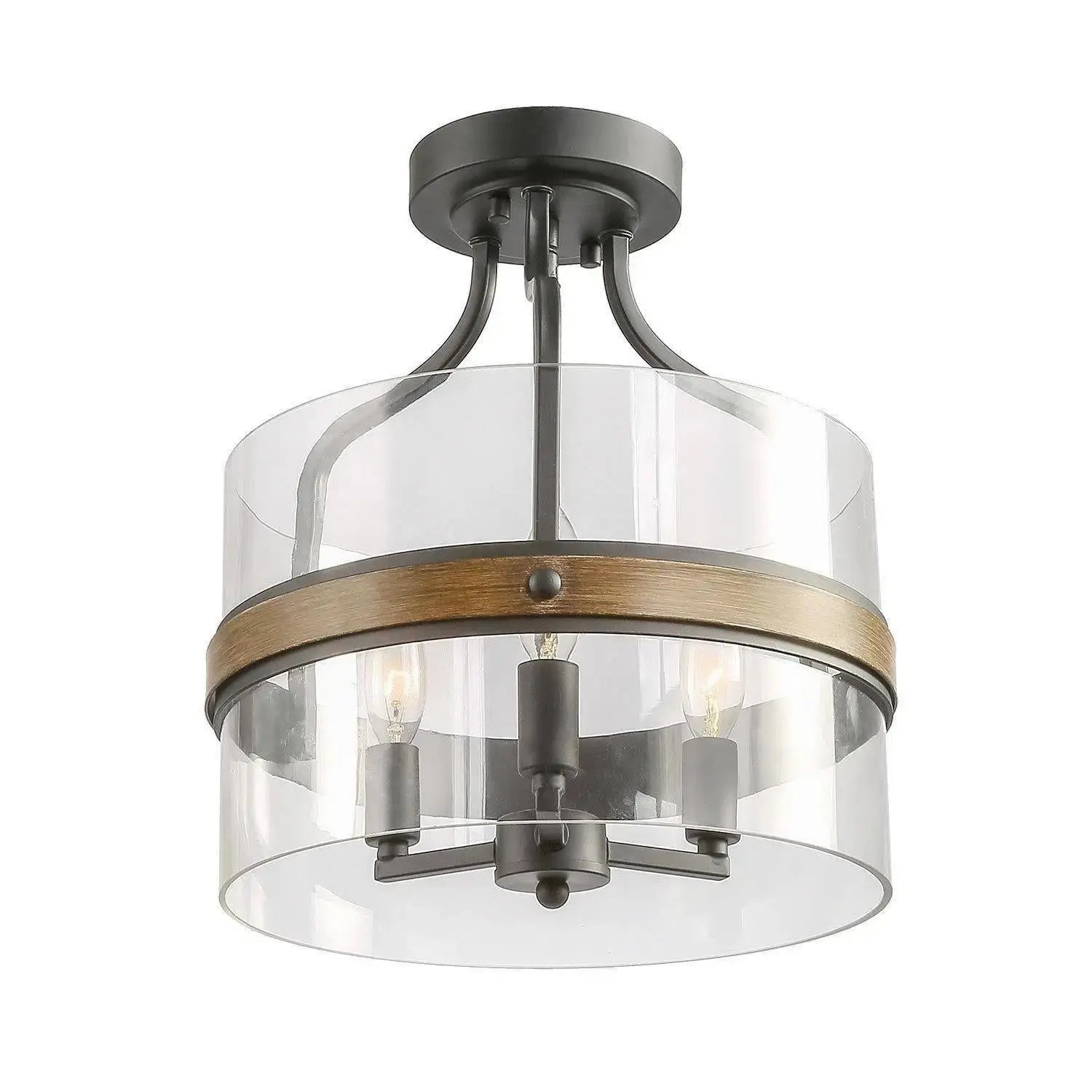 Micatilis 3-Light Mini Black Semi-Flush-Mount Light