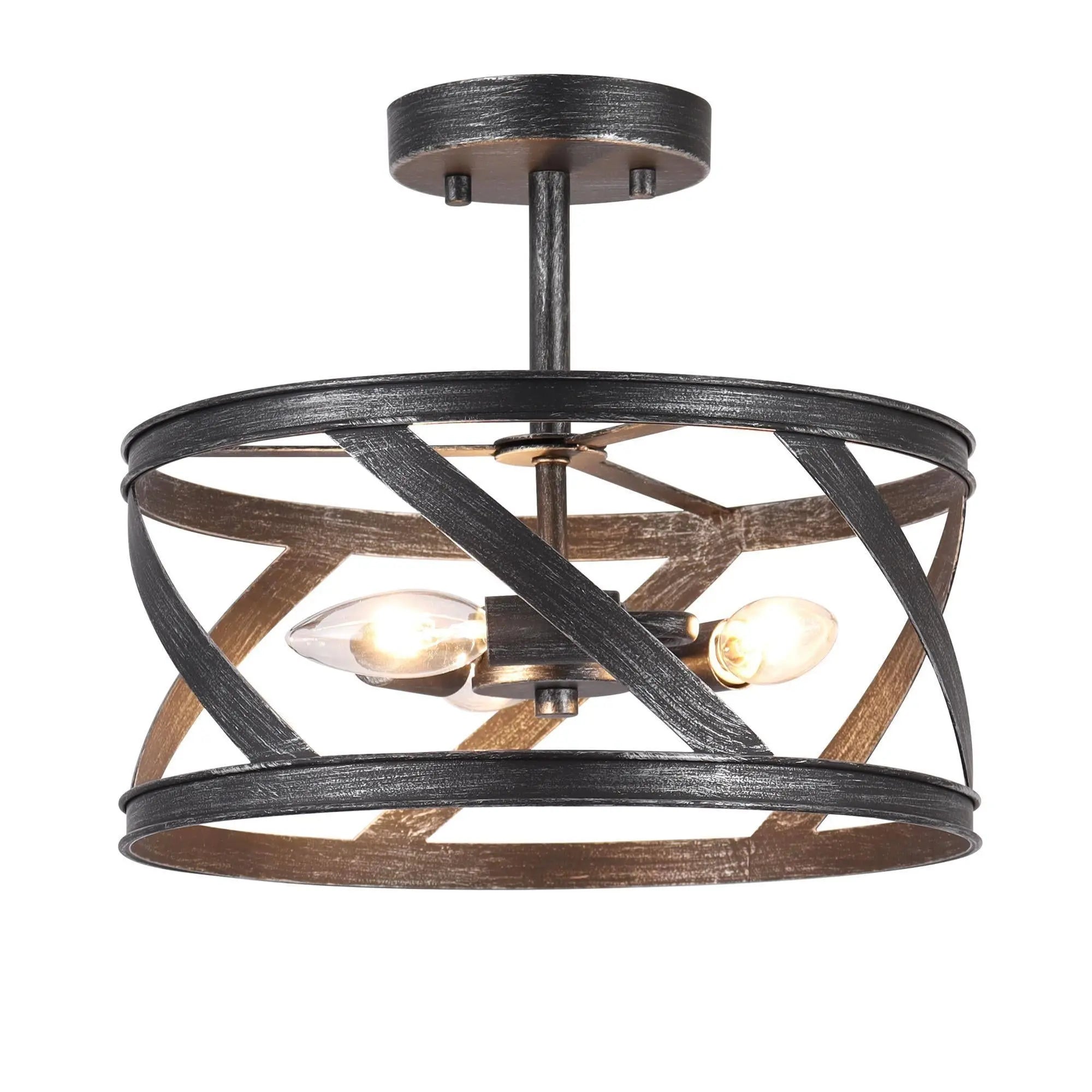 Cinnabari 3-Light Mini Black Semi-Flush-Mount Light