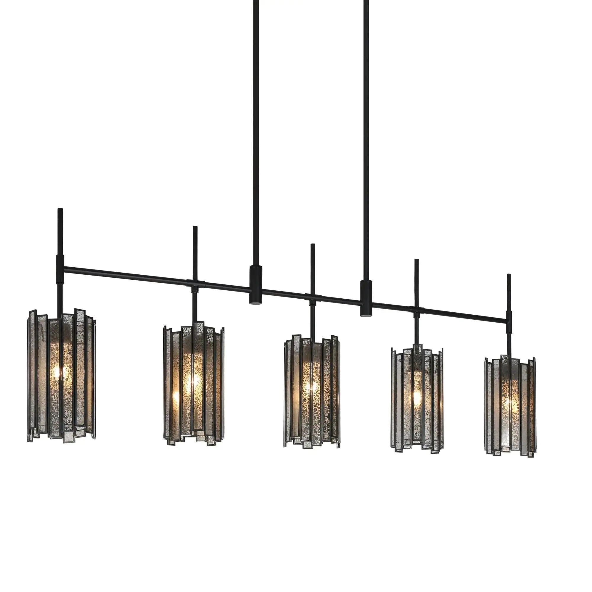 Hemaaolay 5-Light 45-in Black Modern Linear Kitchen Island Light