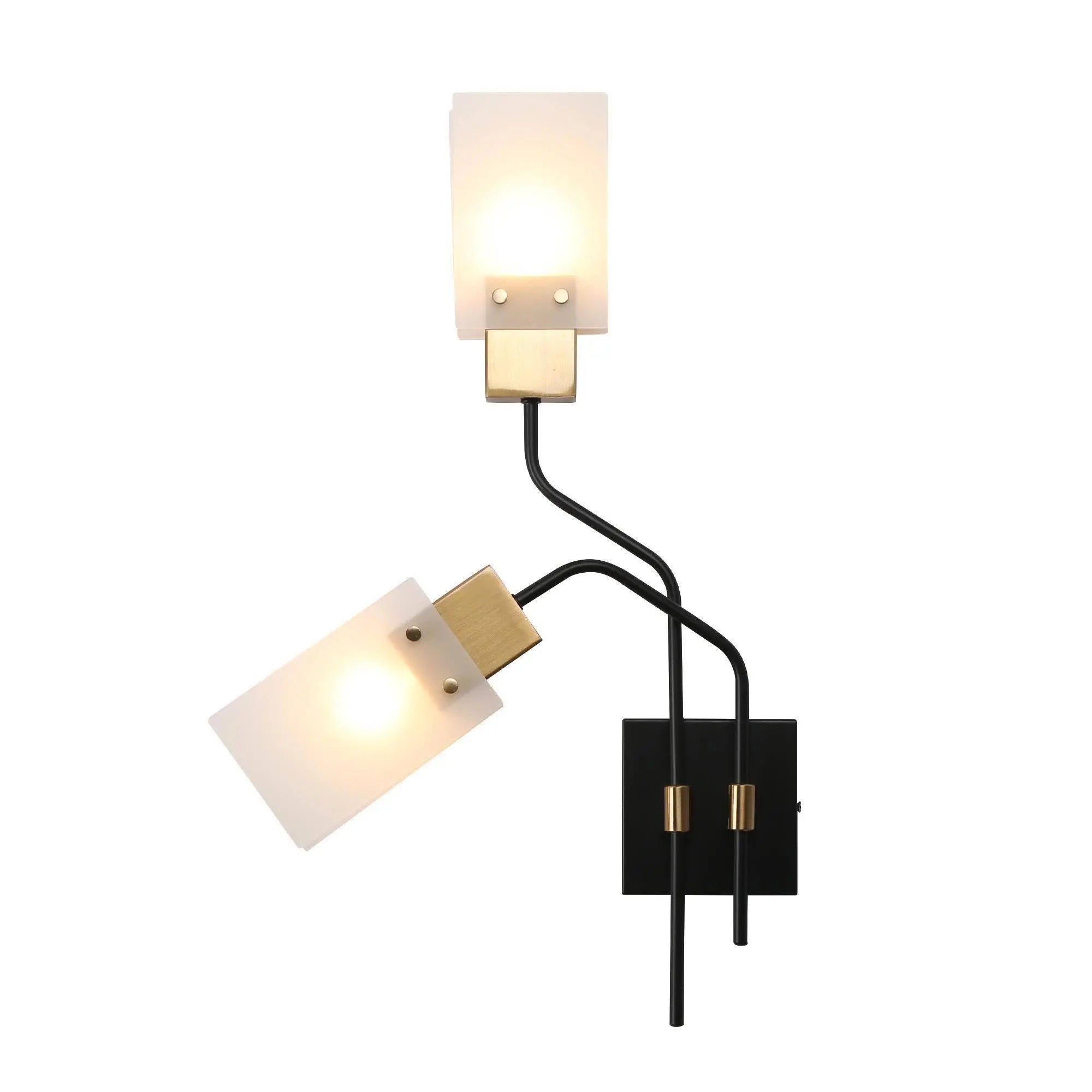 Lienabata 2-Light Modern Black & Gold Frosted-Glass Wall Sconces