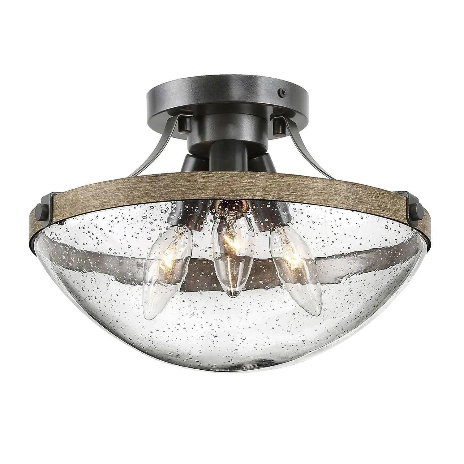 Tinmoufer 3-Light Mini Wood Semi-Flush-Mount Light