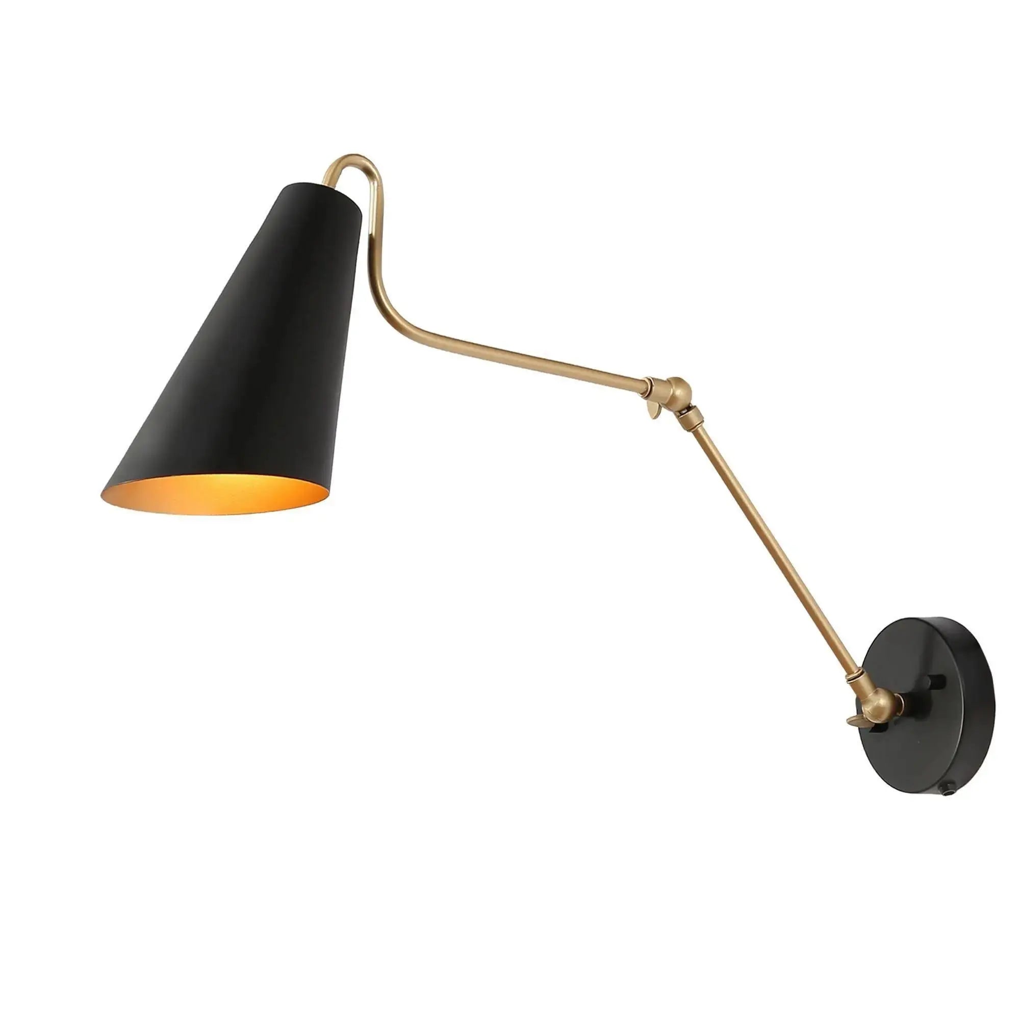 Petoracing 1-Light Modern Black and Gold Swing-Arm Wall Sconces