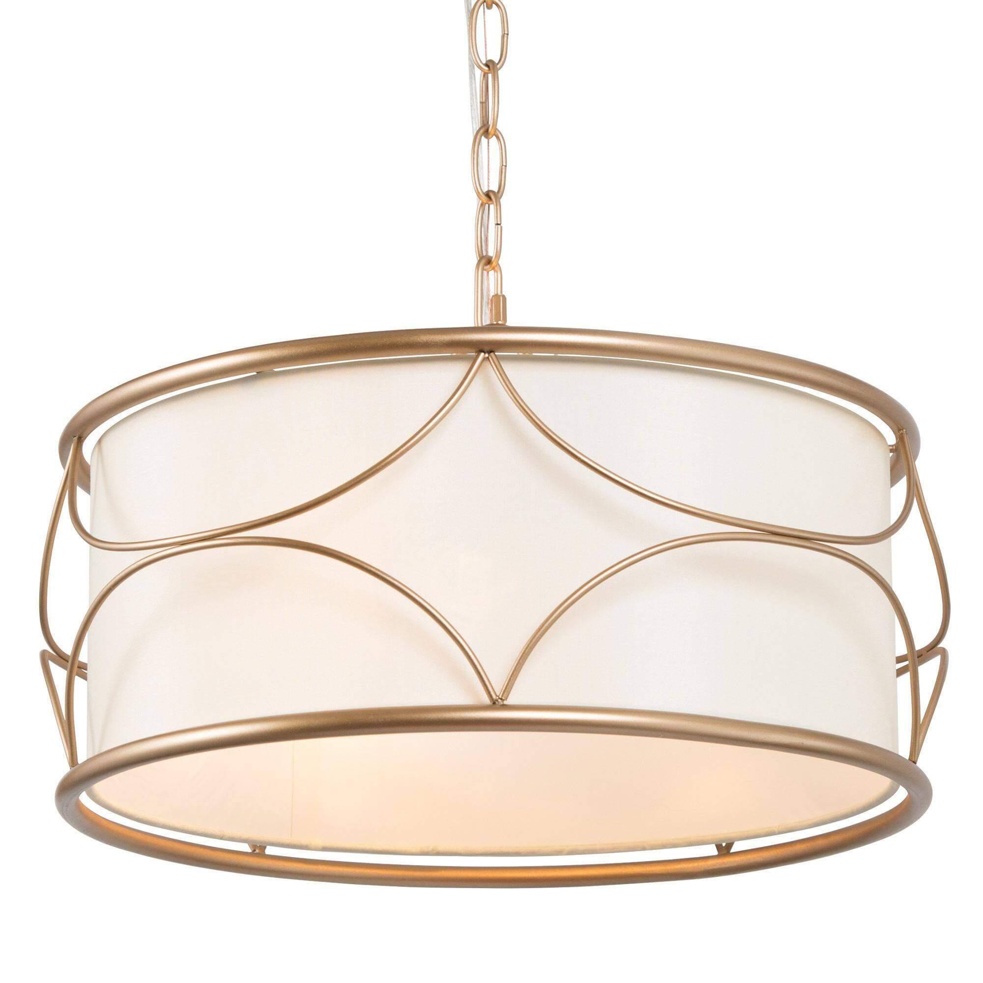3-Light Chandeliers Gold with Fabric Shade