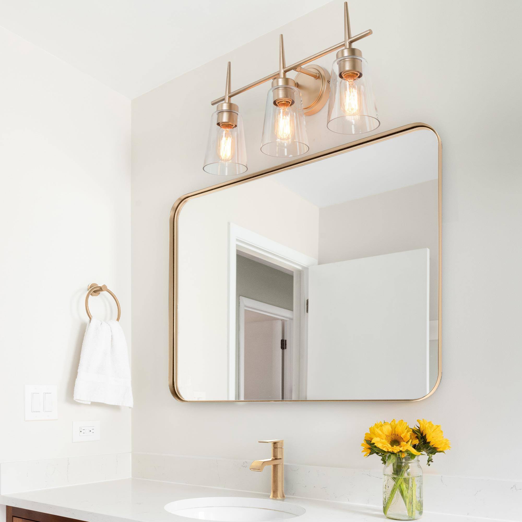 Falkowitz 3-Light Gold Vanity Light