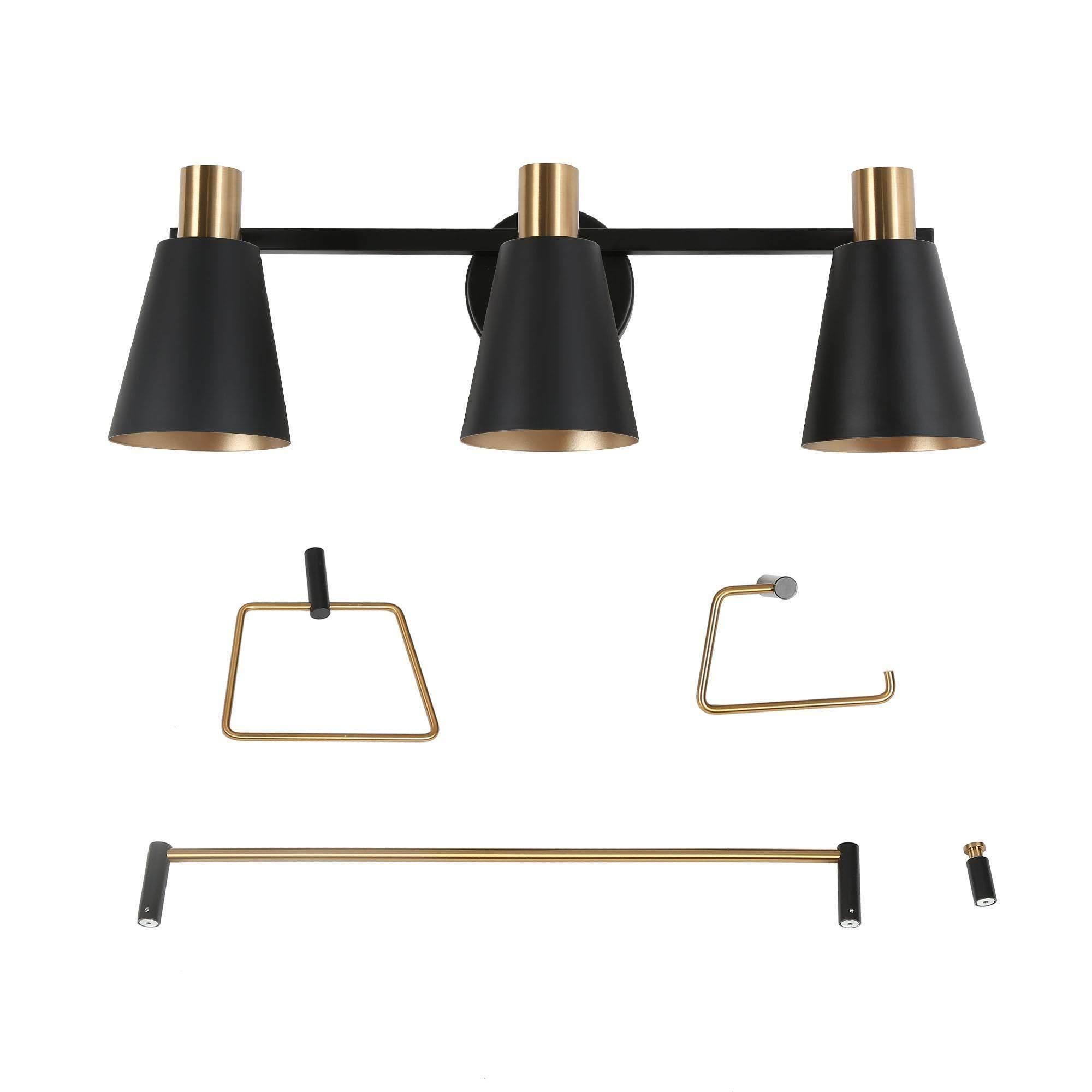 Lafontaine 3-Light Black and Brass Vanity Light