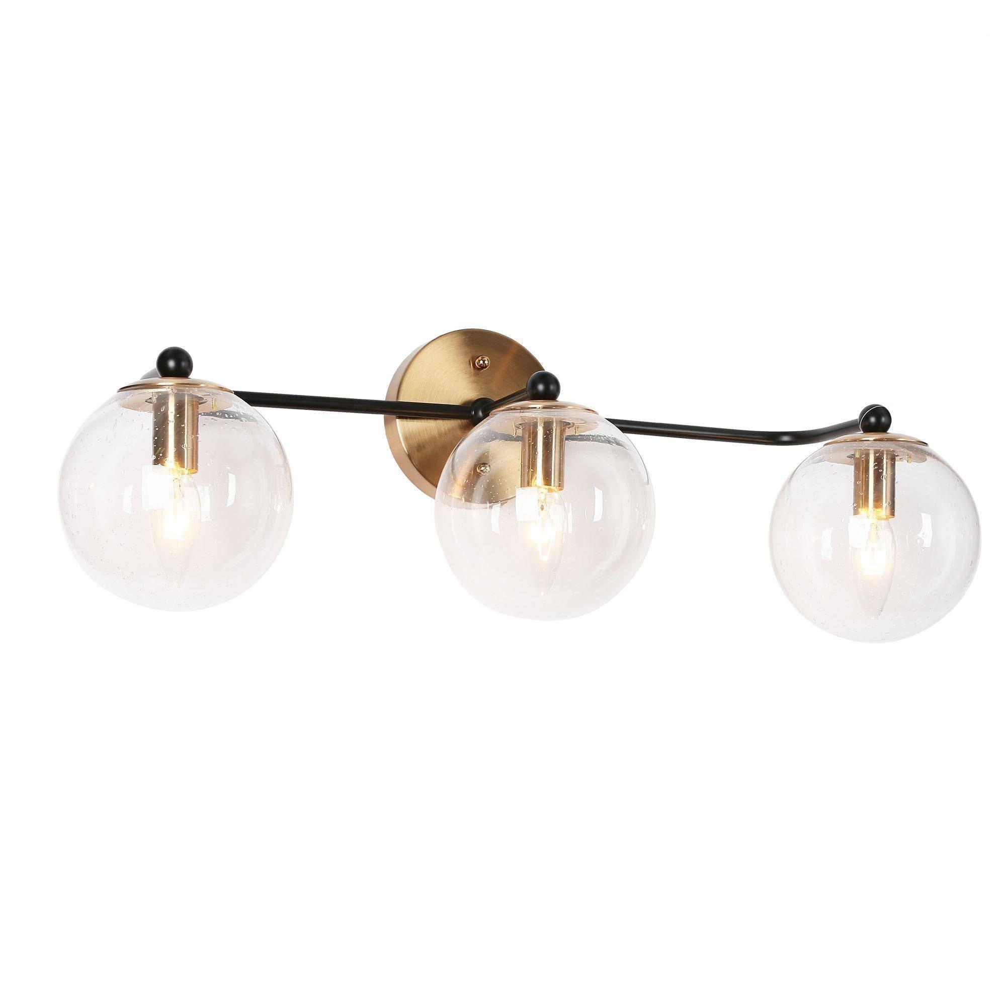 3-Light Bath Vanity Light Ball Clear Glass Wall Lamps