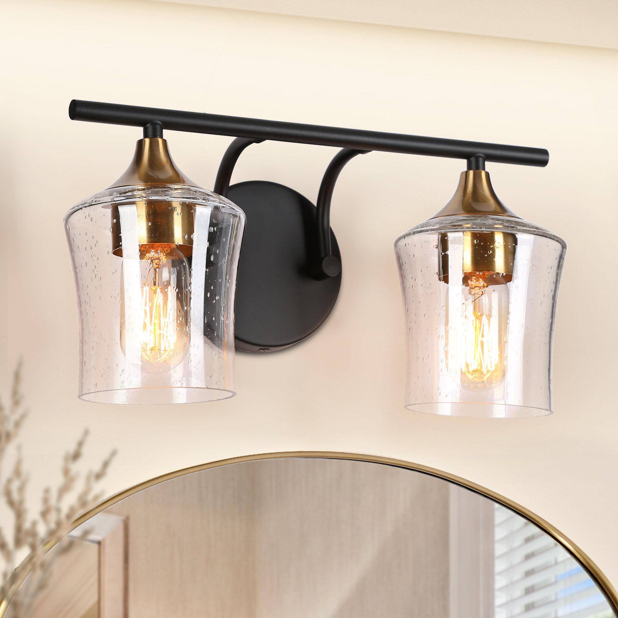 Druggiming 1-Light Black and Gold Vanity Light