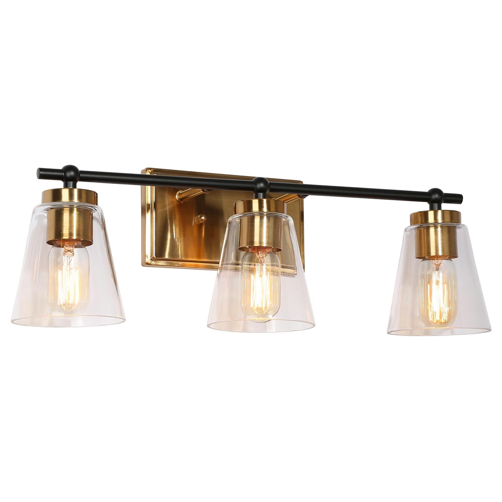 3-Light Bath Vanity Light Cone Glass Wall Lamps