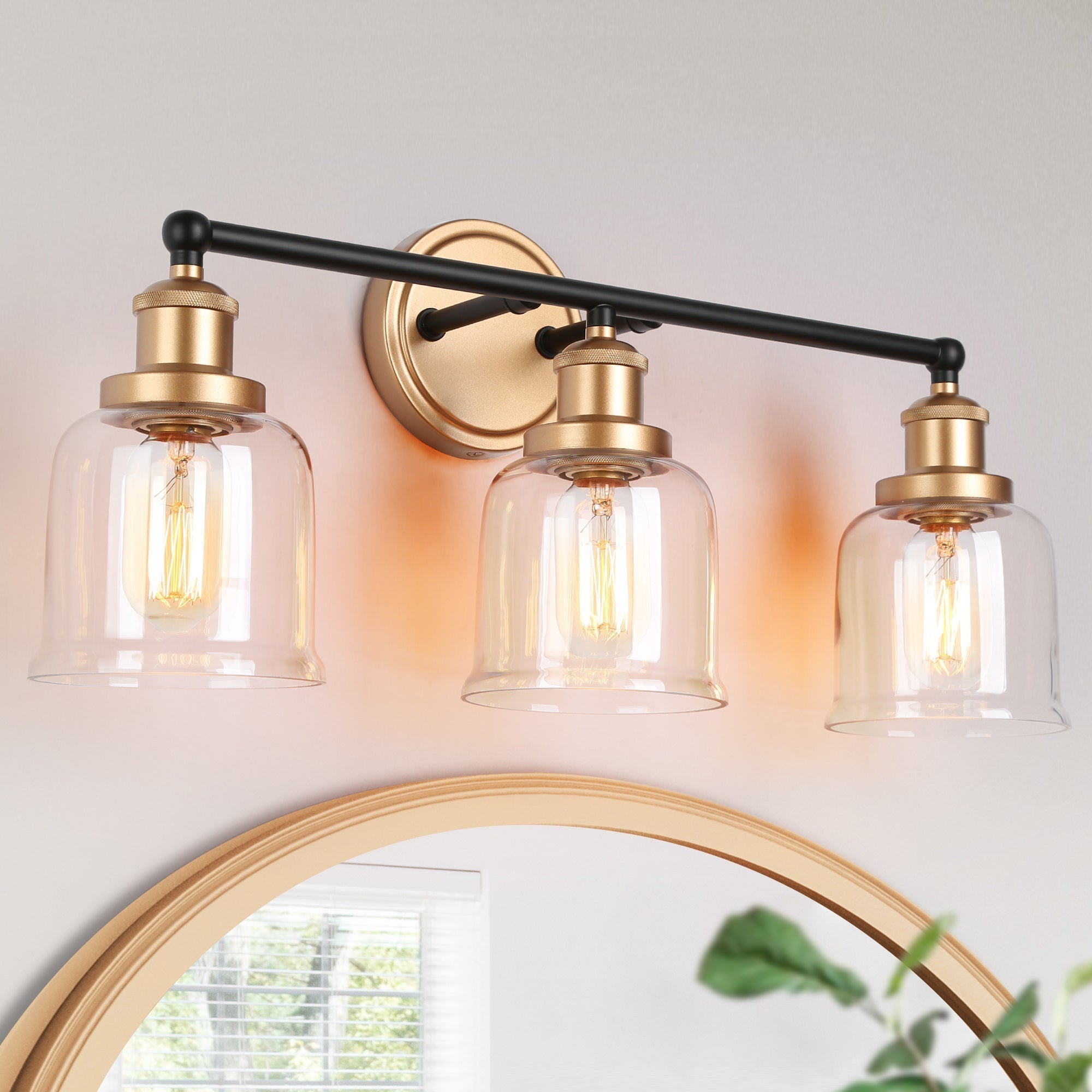 Hengrava 1-Light Black and Gold Vanity Light