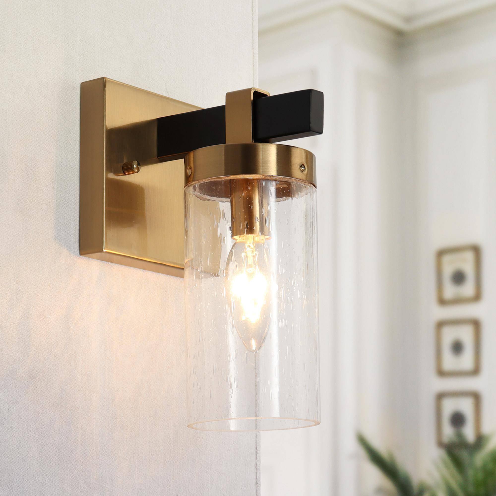 Sean 4-Light Black and Brass Vanity Light