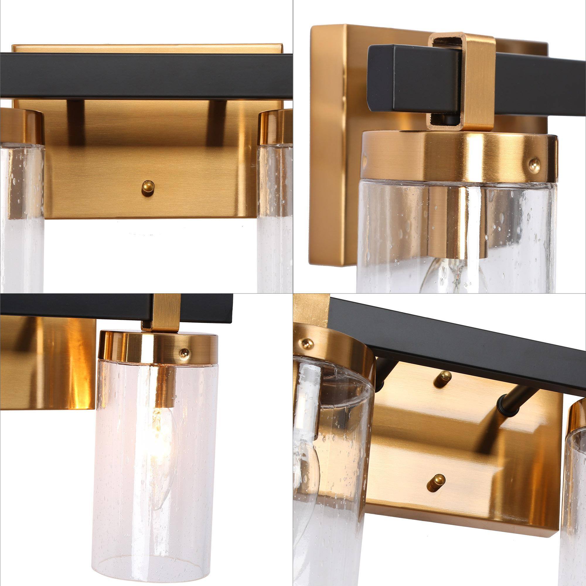 Sean 2-Light Black and Brass Vanity Light