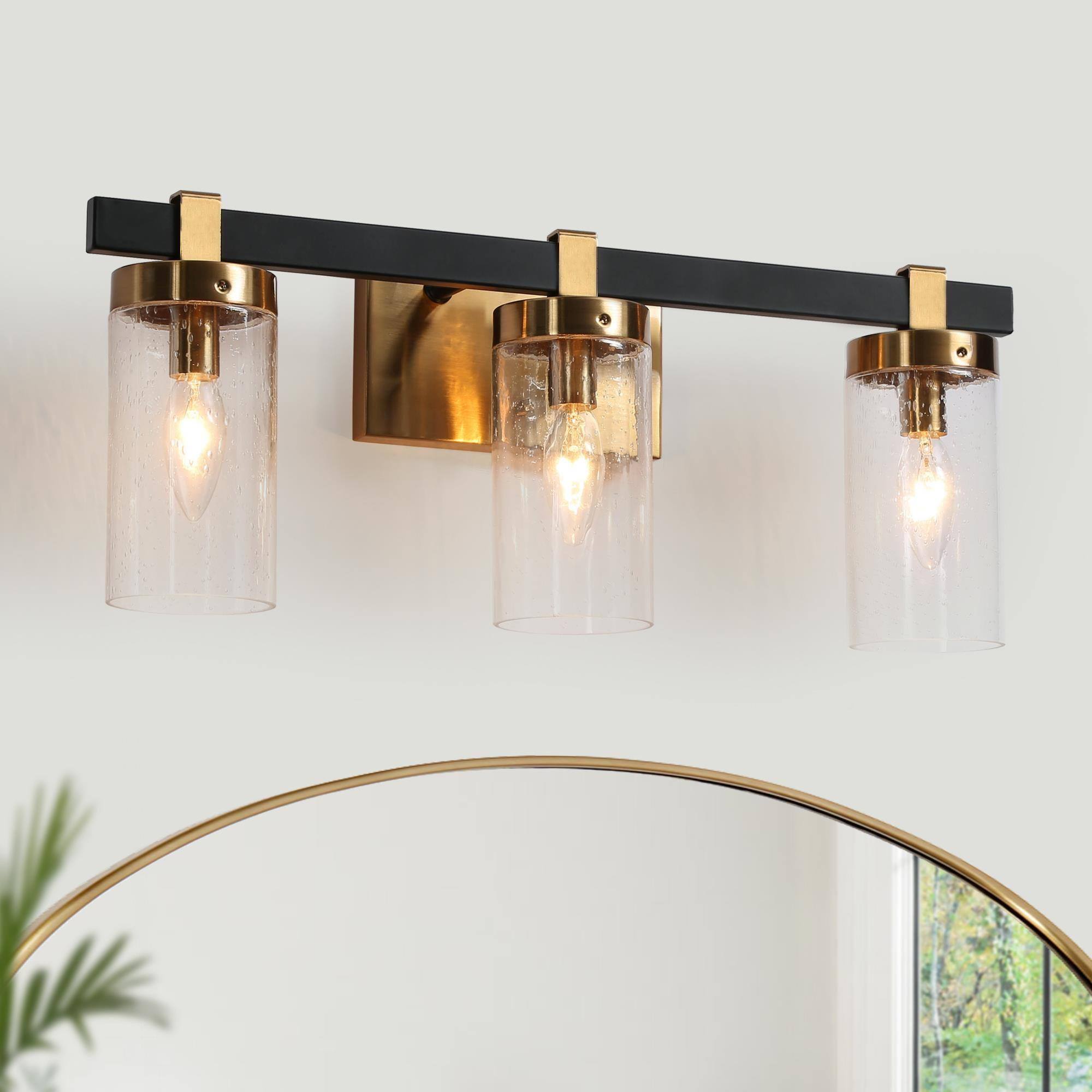 Sean 2-Light Black and Brass Vanity Light