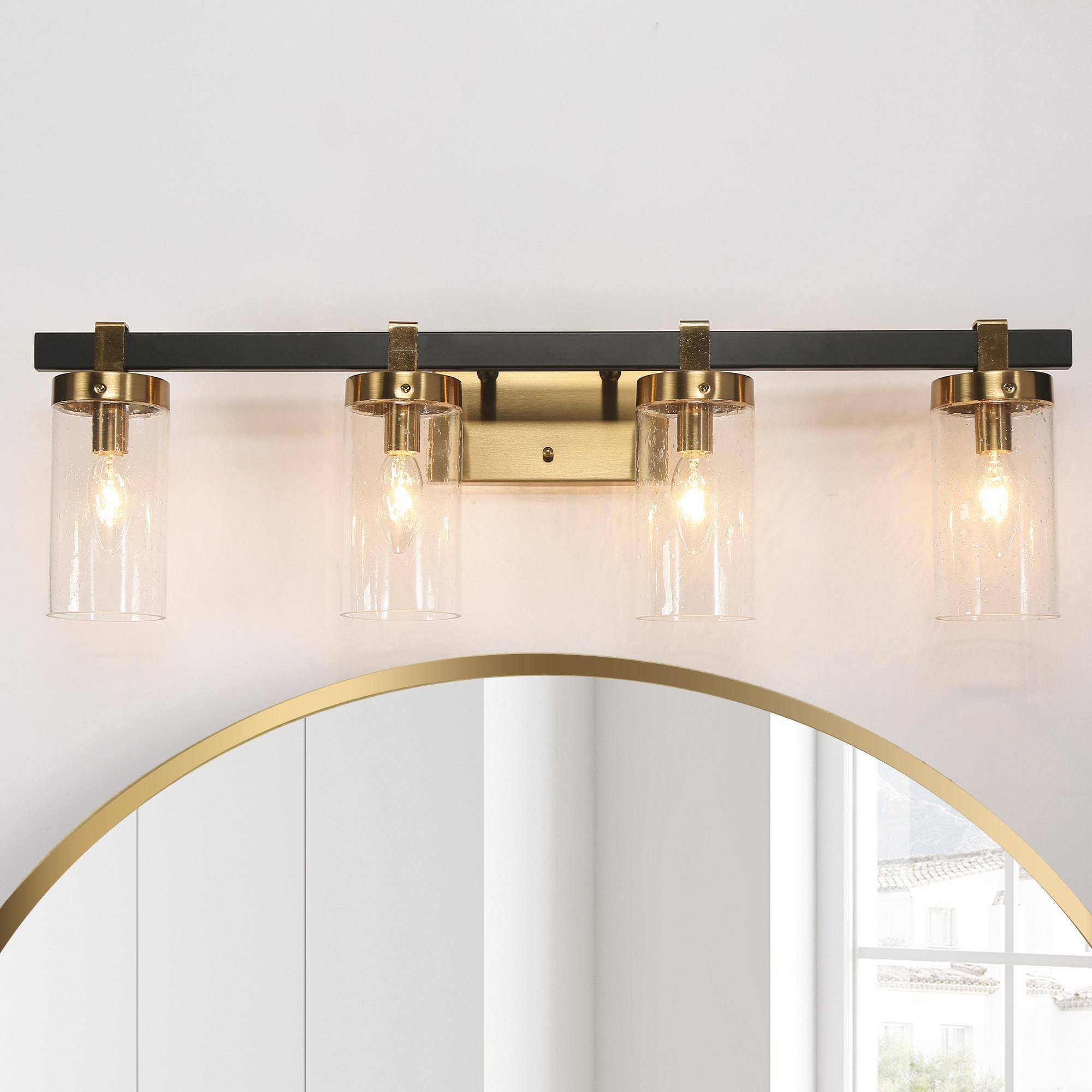 Sean 2-Light Black and Brass Vanity Light