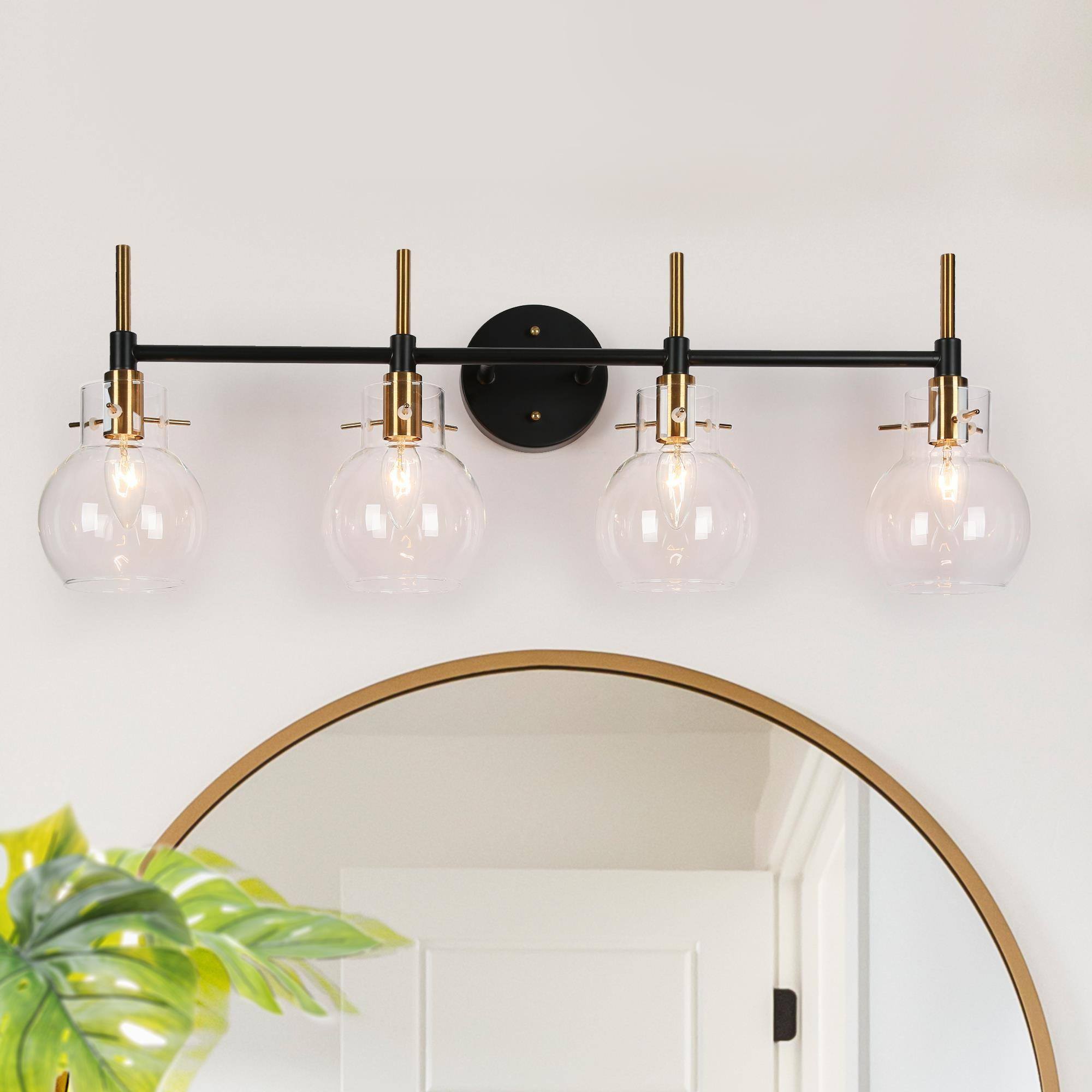 Aiglitis 2-Light Black and Brass Vanity Light
