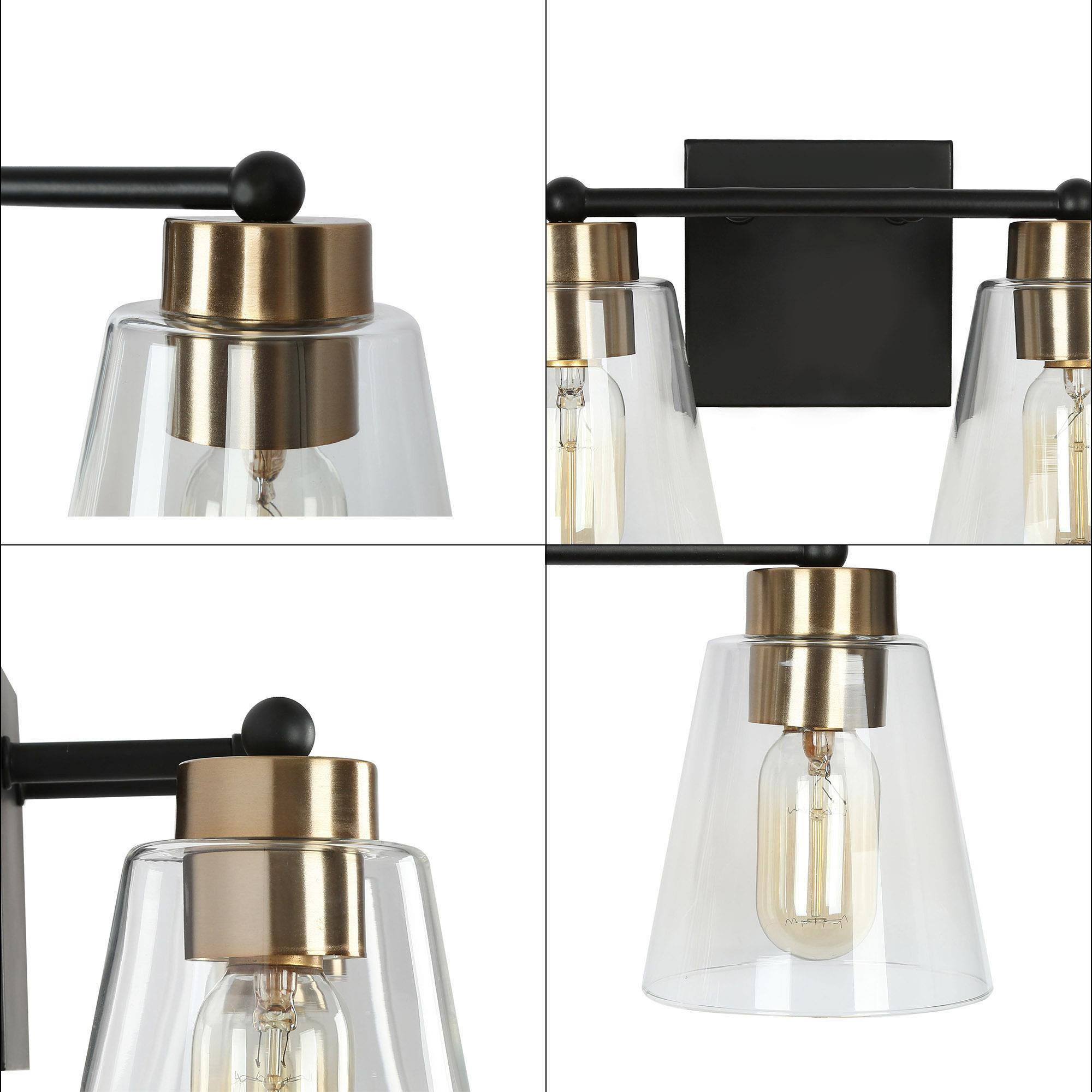 Barry 2-Light Black and Brass Vanity Light