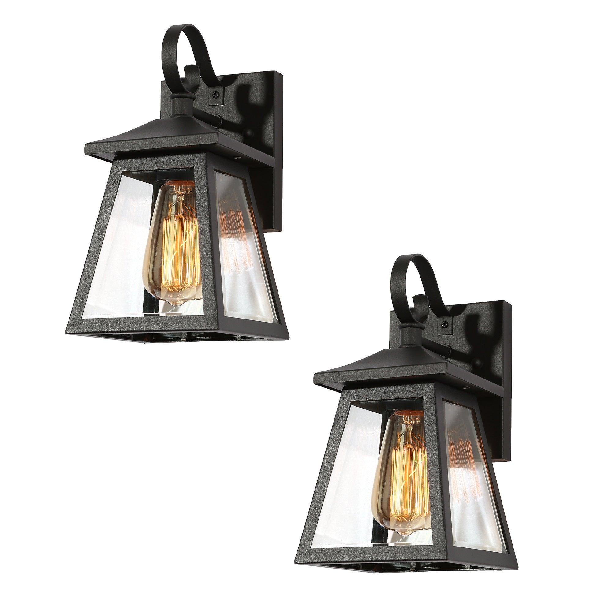 1-Light 2 Pack Outdoor Lantern Wall Light with Clear Glass
