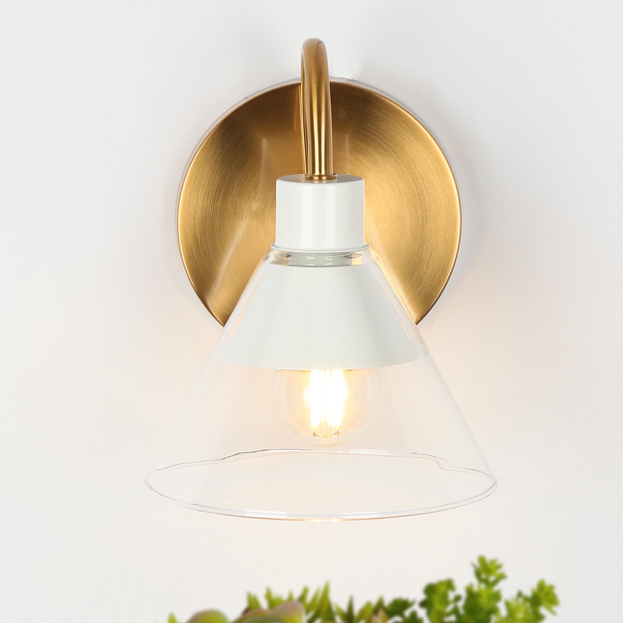 Jay 1-Light White and Gold Vanity Light