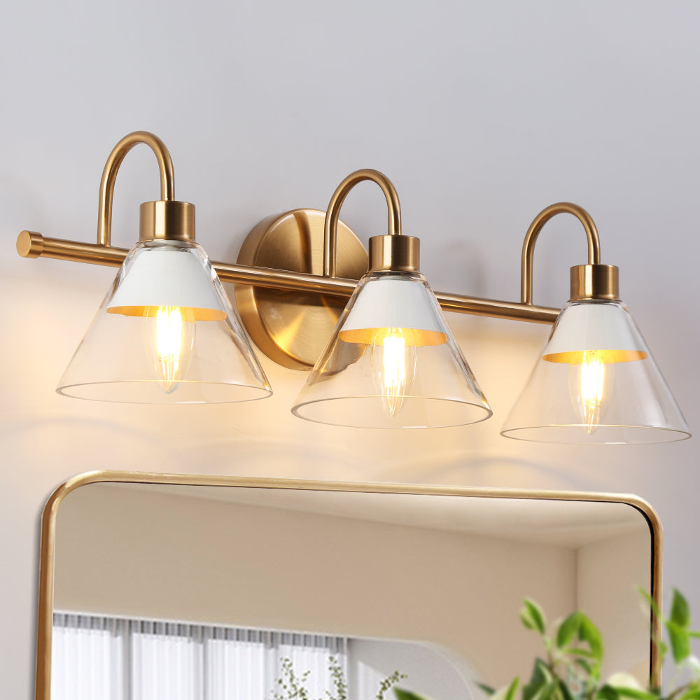 Jay 1-Light White and Gold Vanity Light