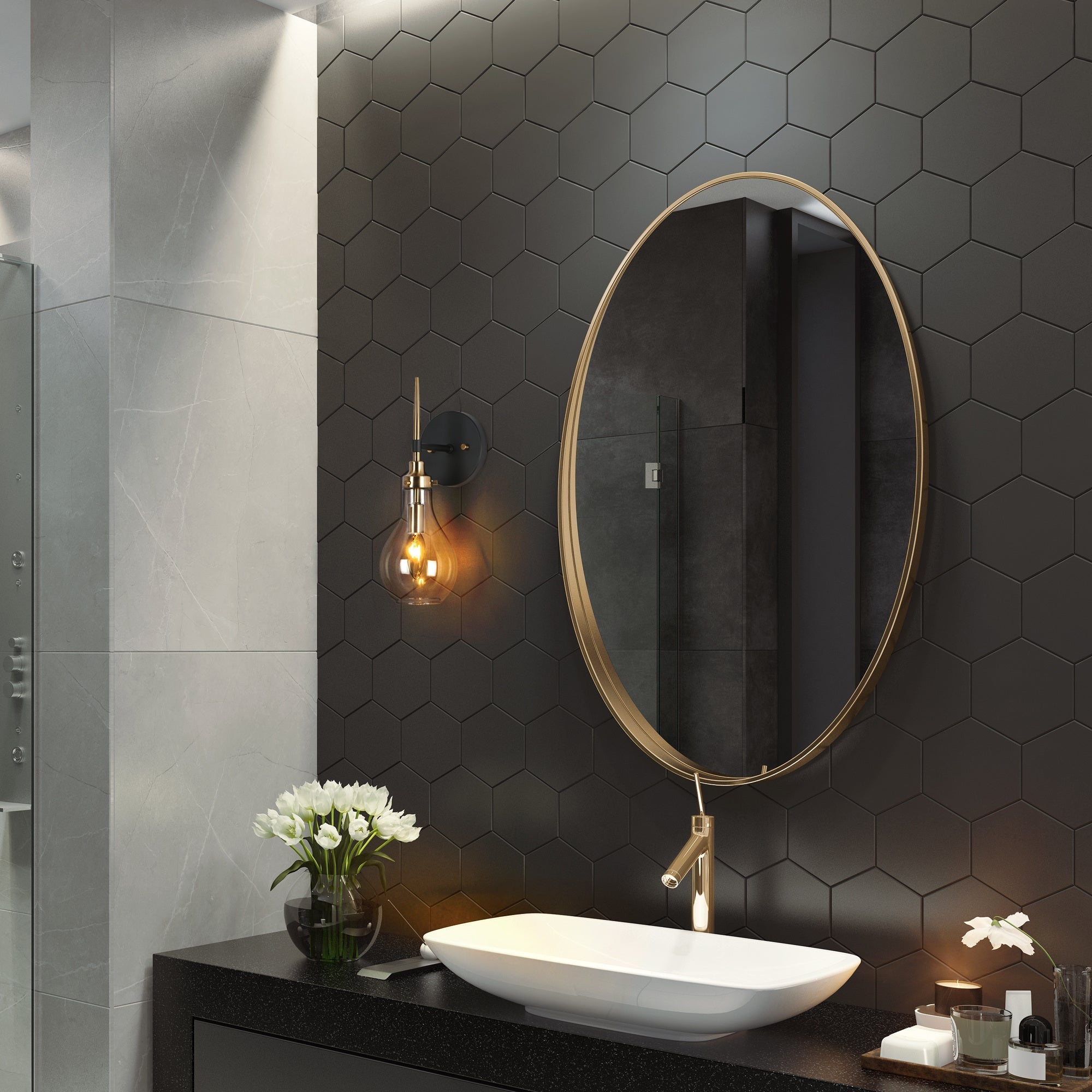 Luxitemin 1-Light Black and Gold Vanity Light