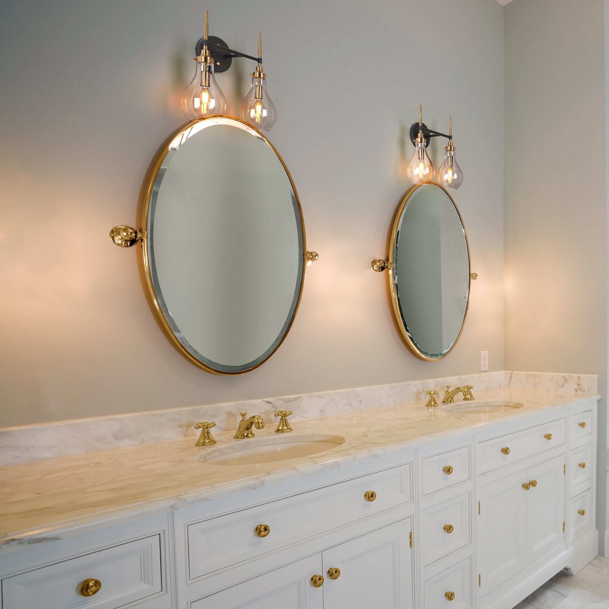 Luxitemin 2-Light Black and Brass Vanity Light