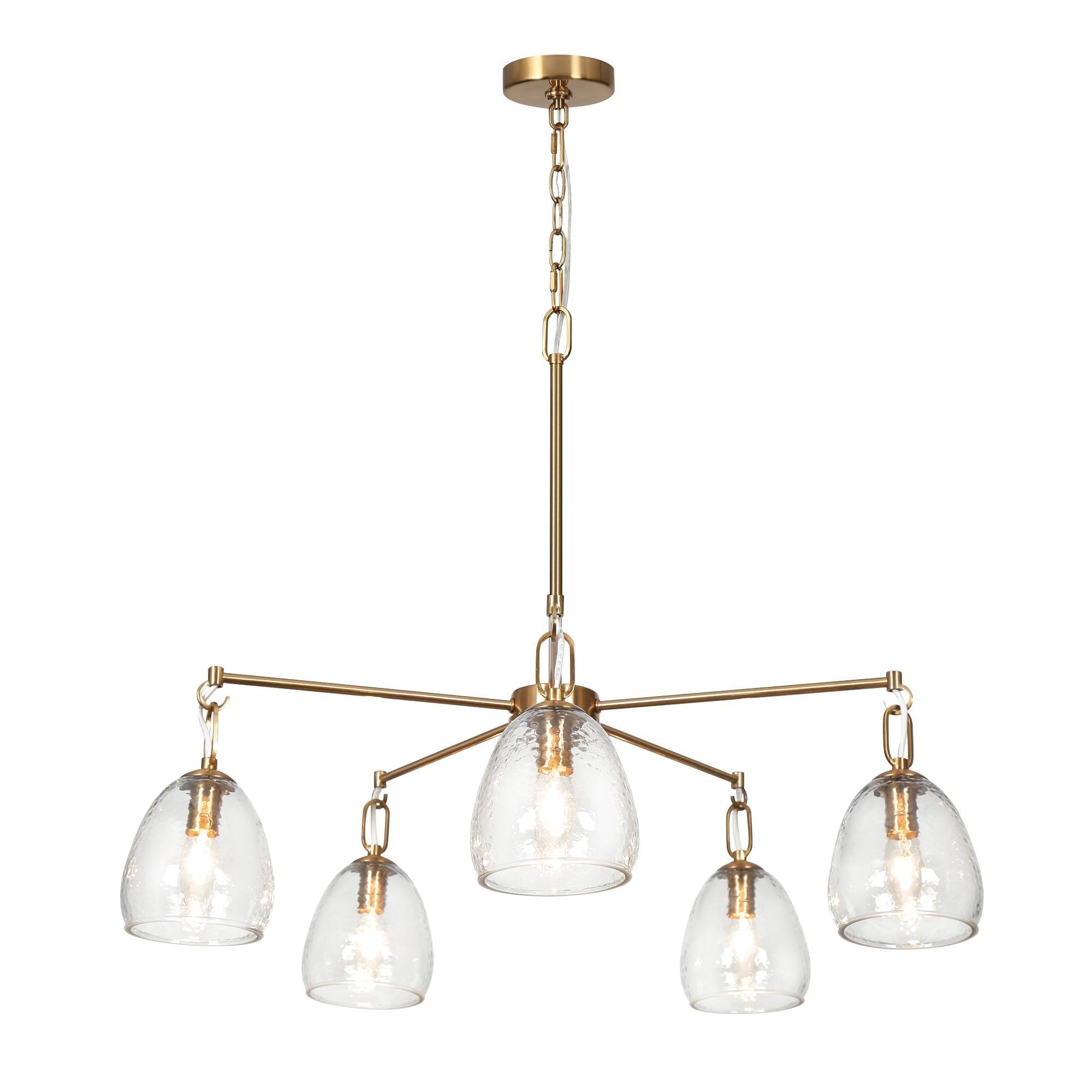 5-Light Gold Glass Wheel Chandeliers