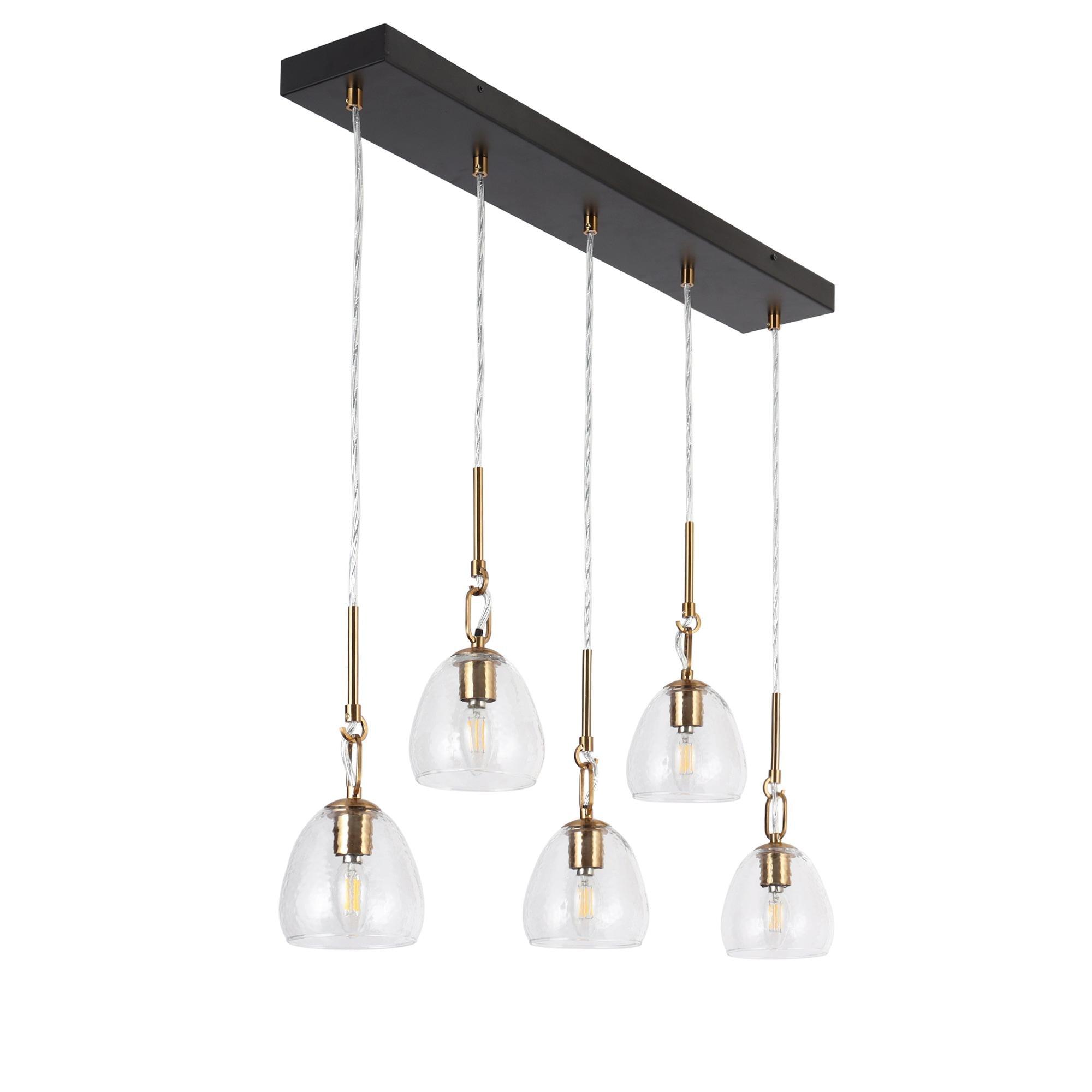 5-Light Gold Black Chandelier Linear Island Lights