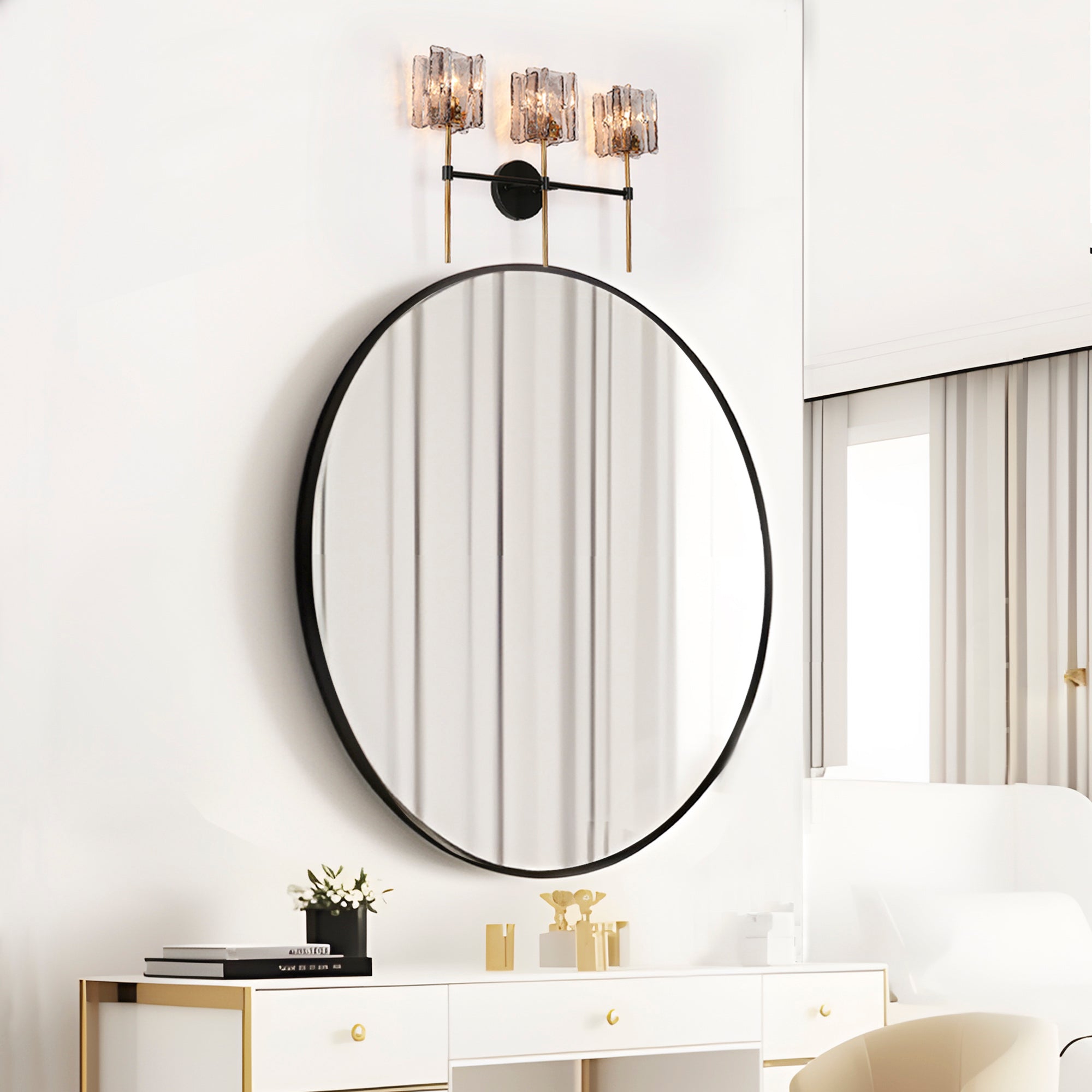 Echonalyri 3-Light Black and Brass Vanity Light