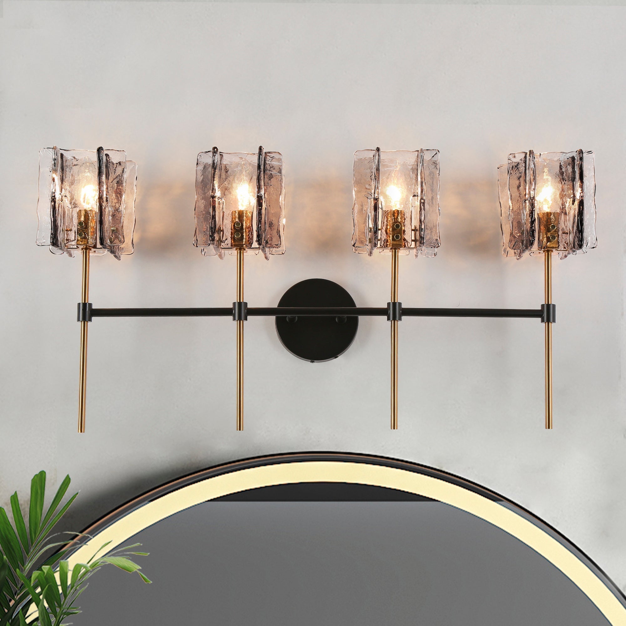 Echonalyri 1-Light Black and Gold Vanity Light