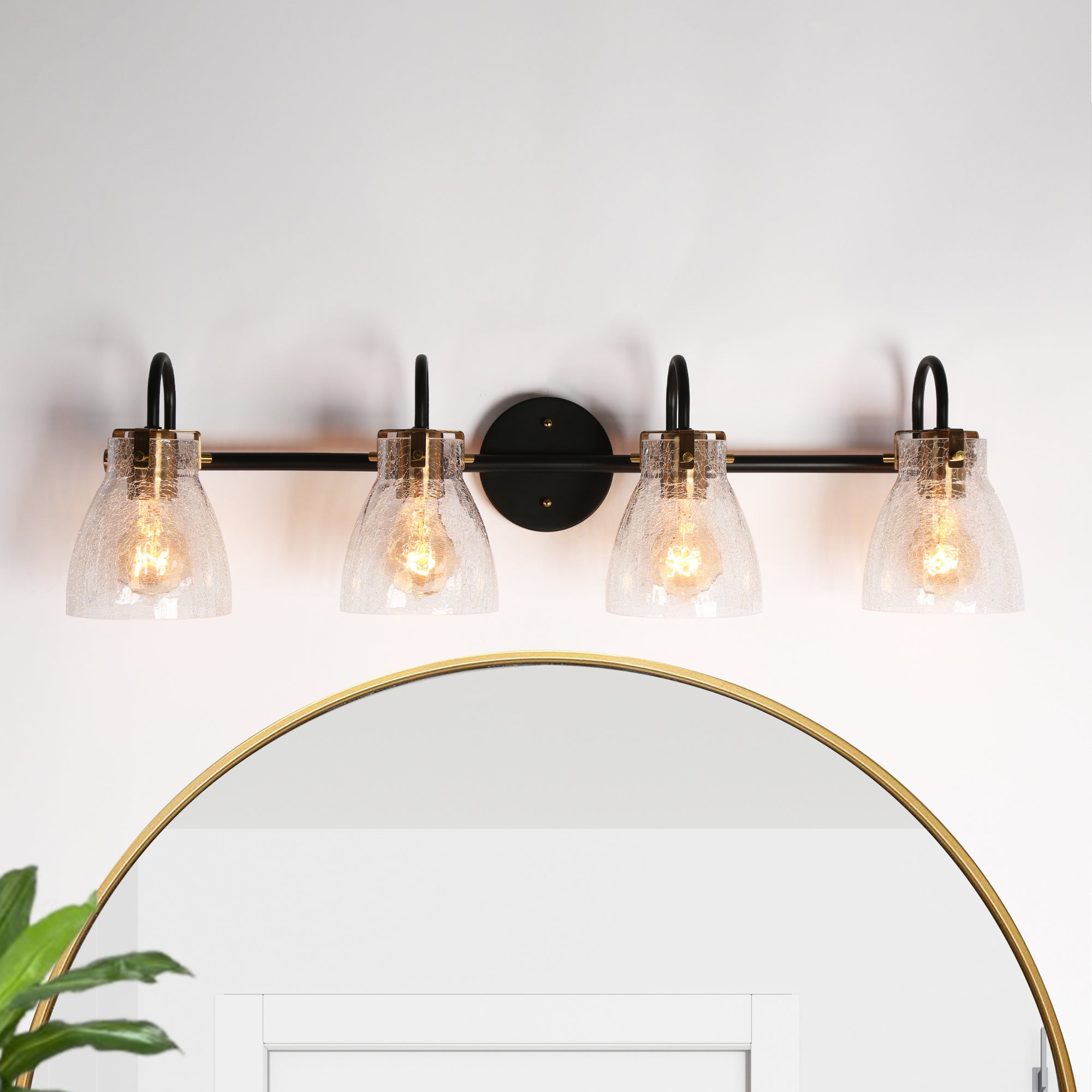 Aidtyrtm 1-Light Black and Brass Vanity Light