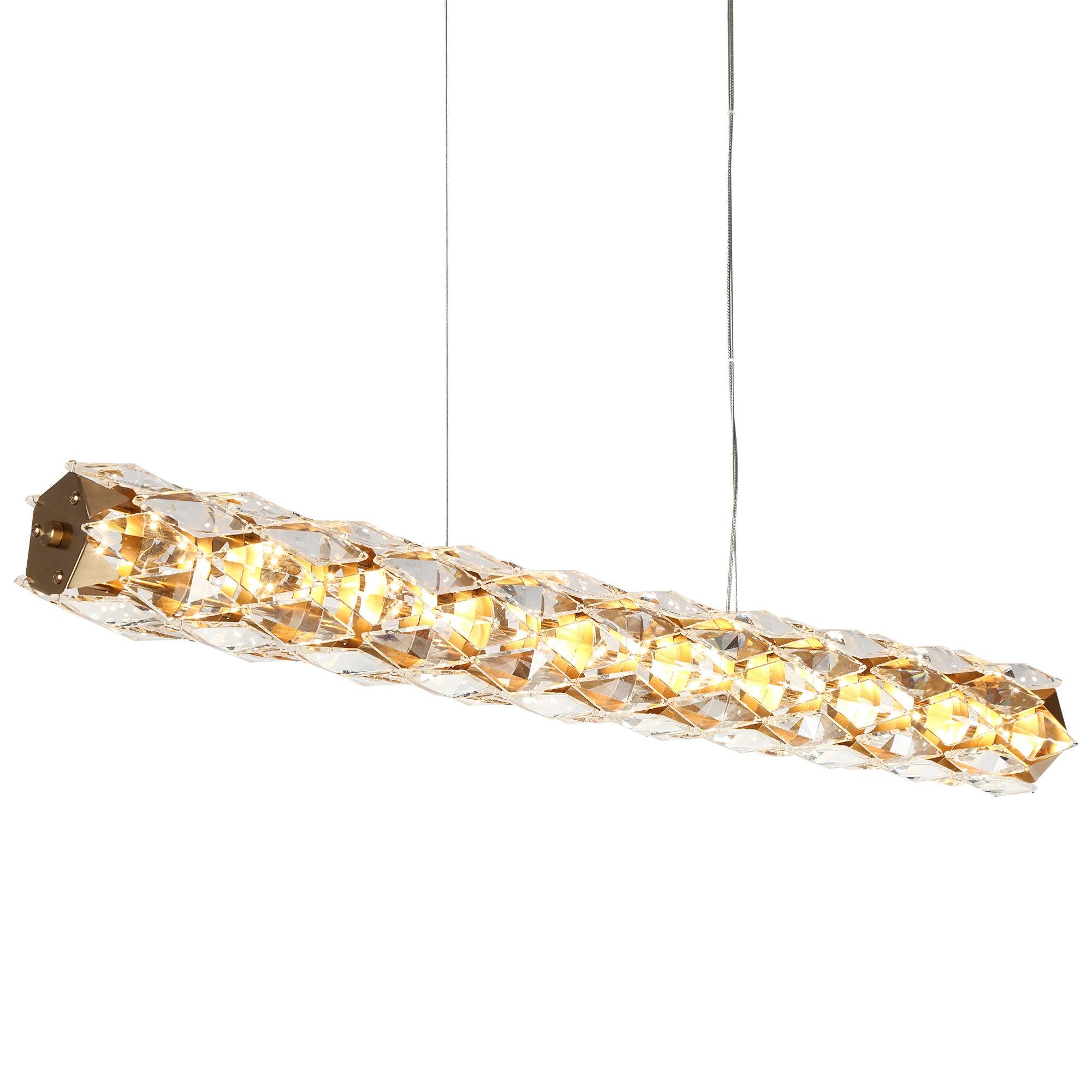 Gold Crystal LED Tube Kitchen Island Chandeliers