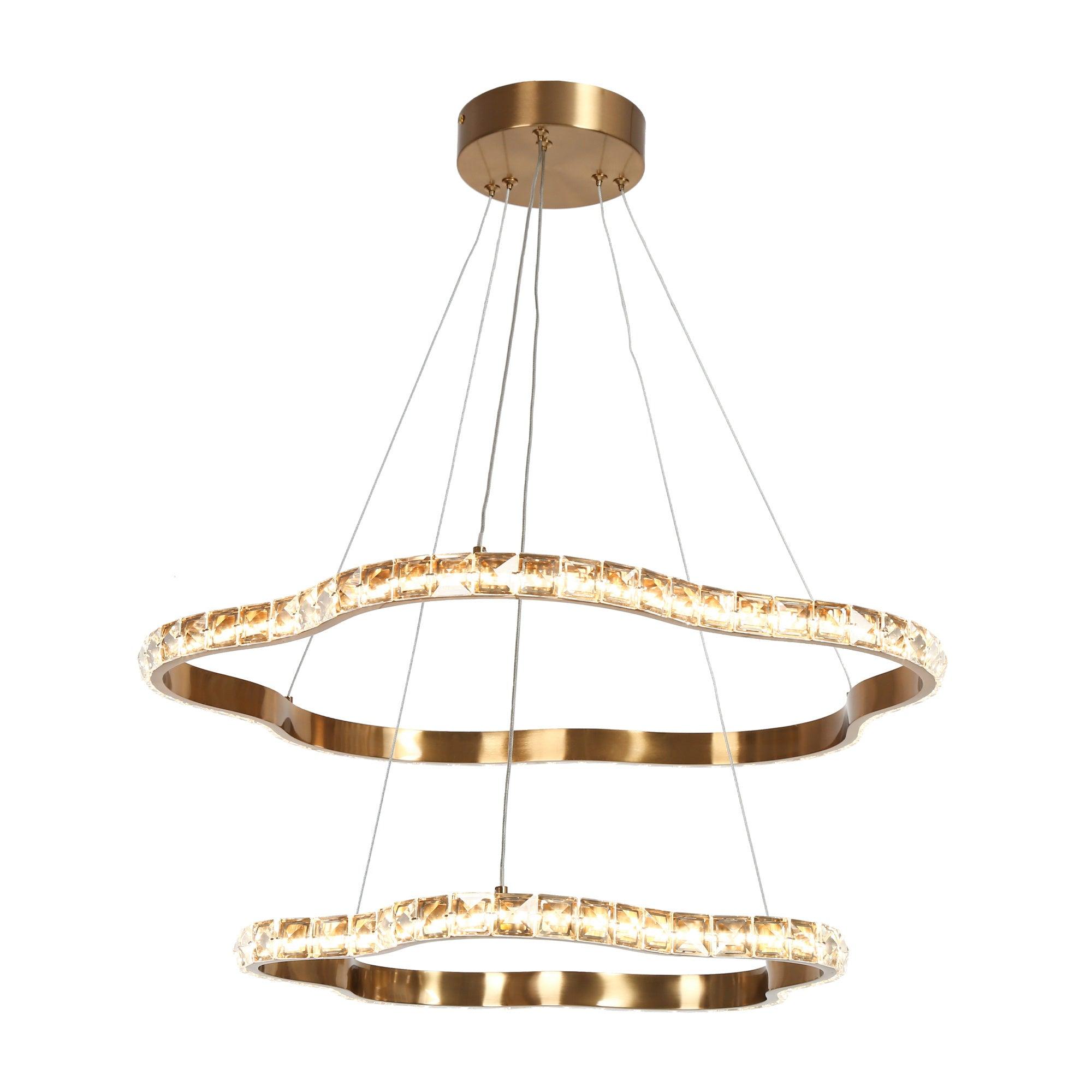 Gold Crystal 2-Tier LED Chandelier Lights