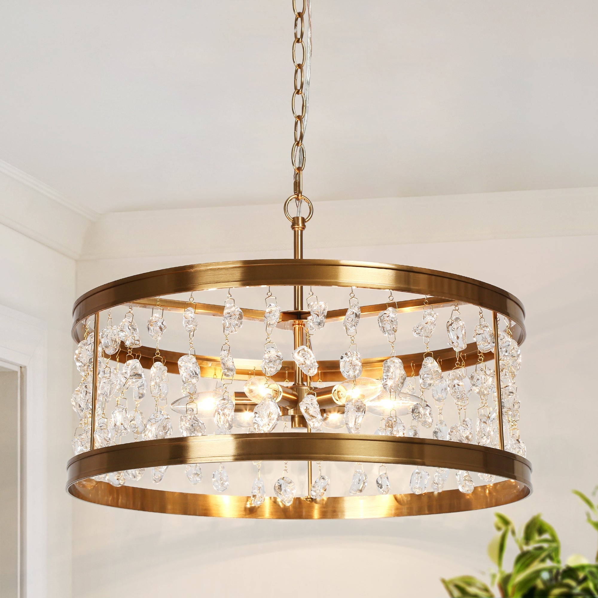 Bulbiferum 3-Light Mini Brass Crystal Chandelier