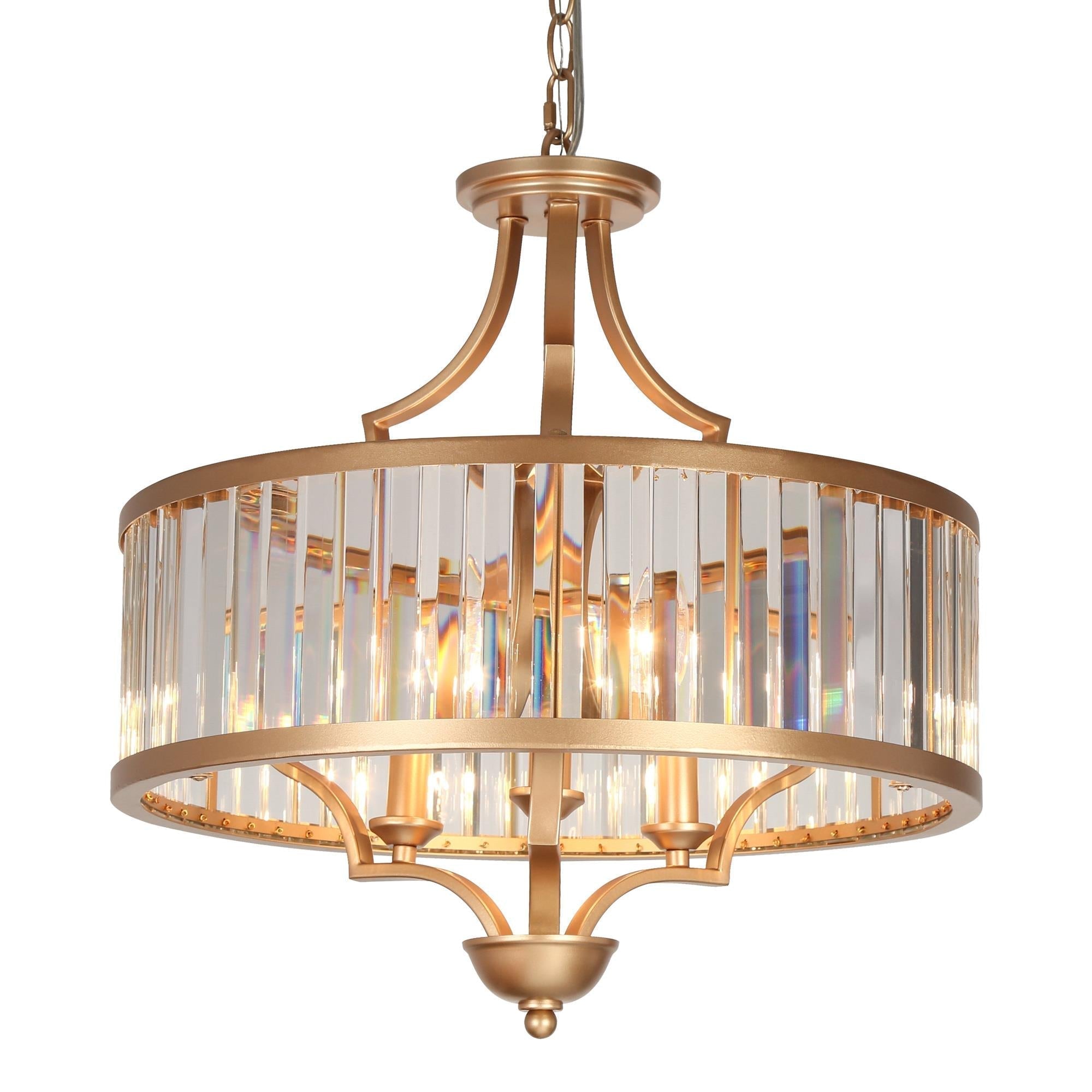 Samdaleric 3-Light Small Gold Crystal Chandelier