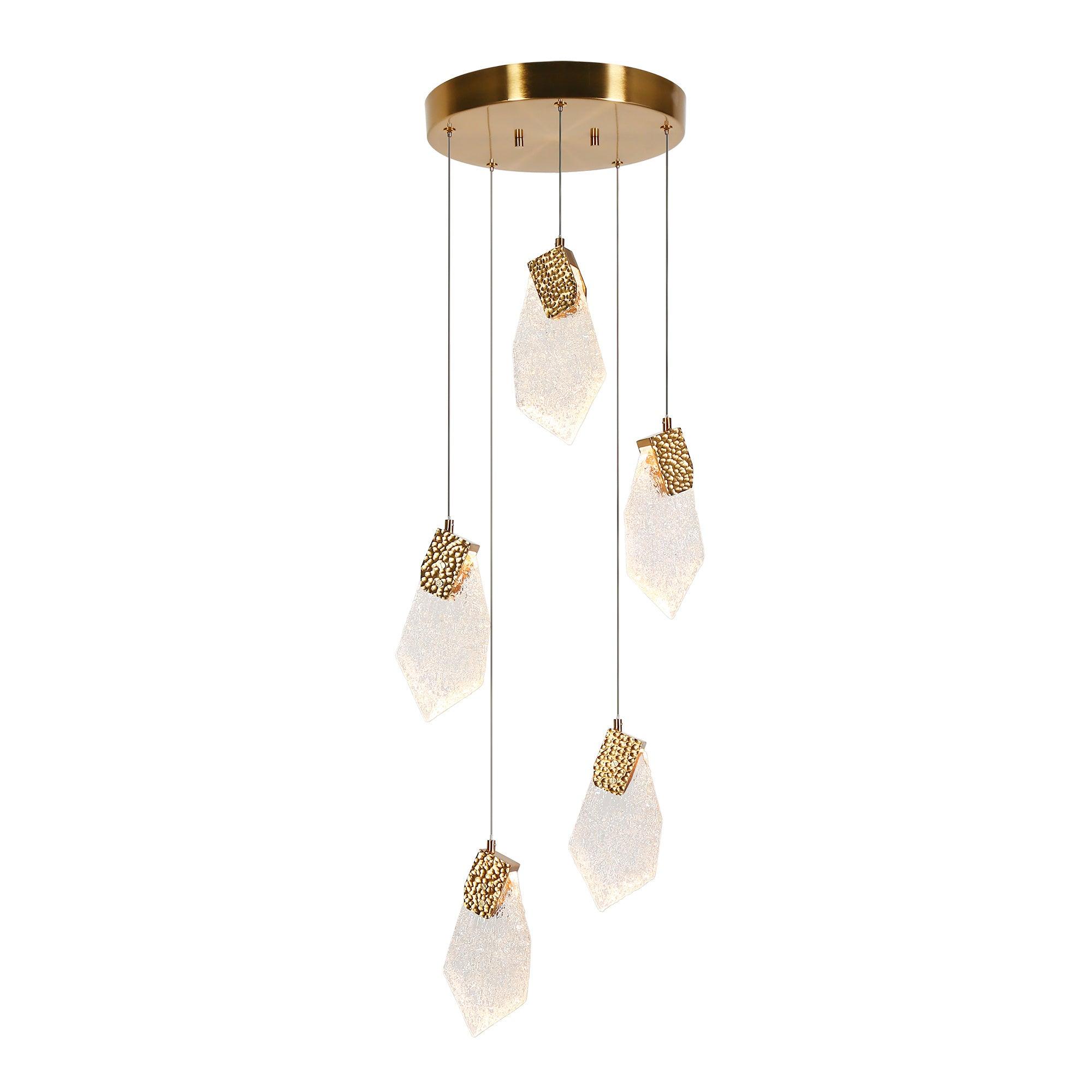 5-Light LED Cluster Gold Pendant Light
