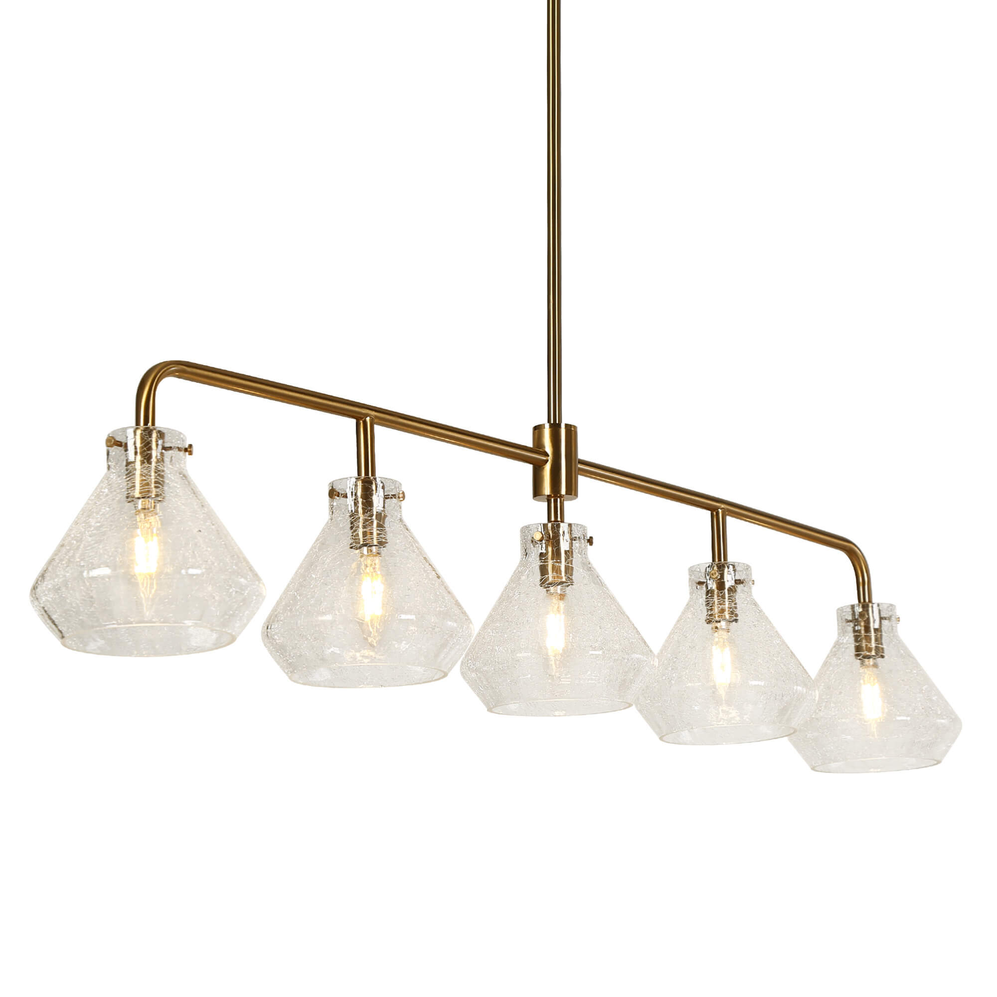 Modern 5-Light Gold Crackled Glass Island Light Chandelier