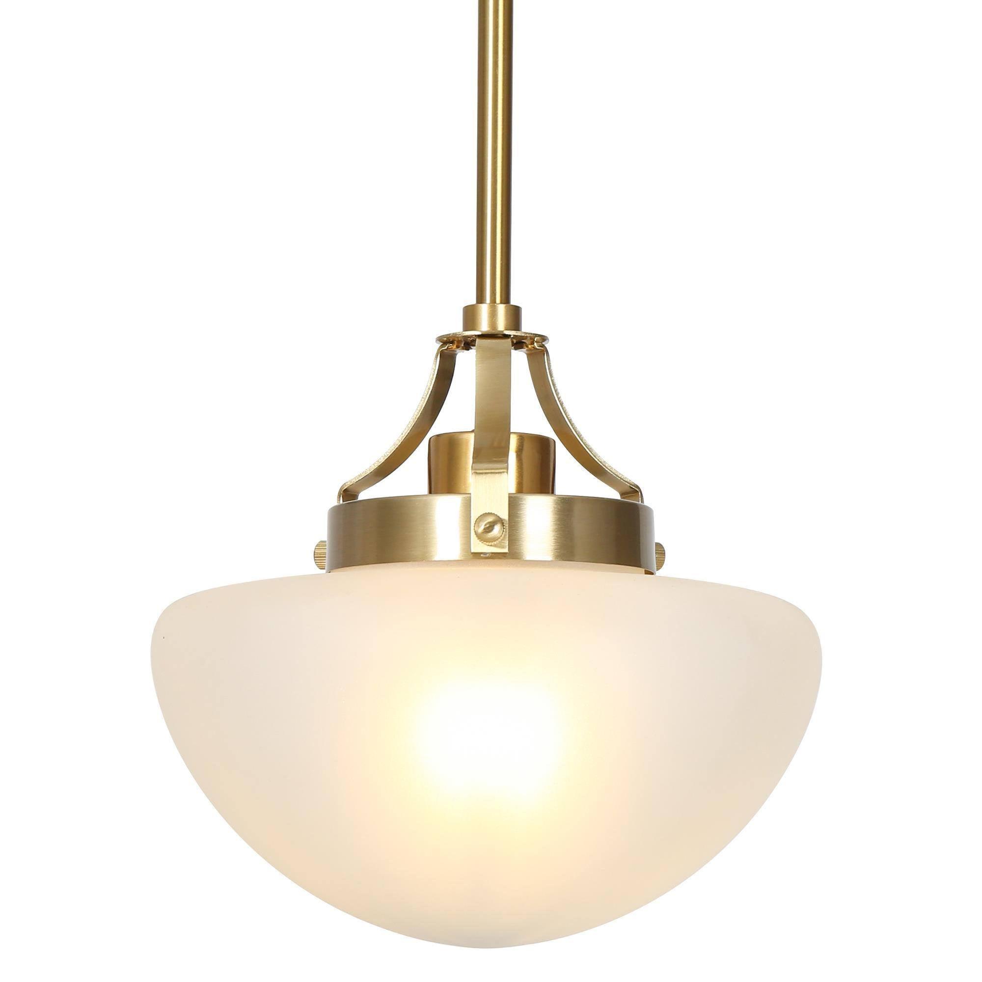 1-Light Modern Gold Pendant Light with Frosted Glass