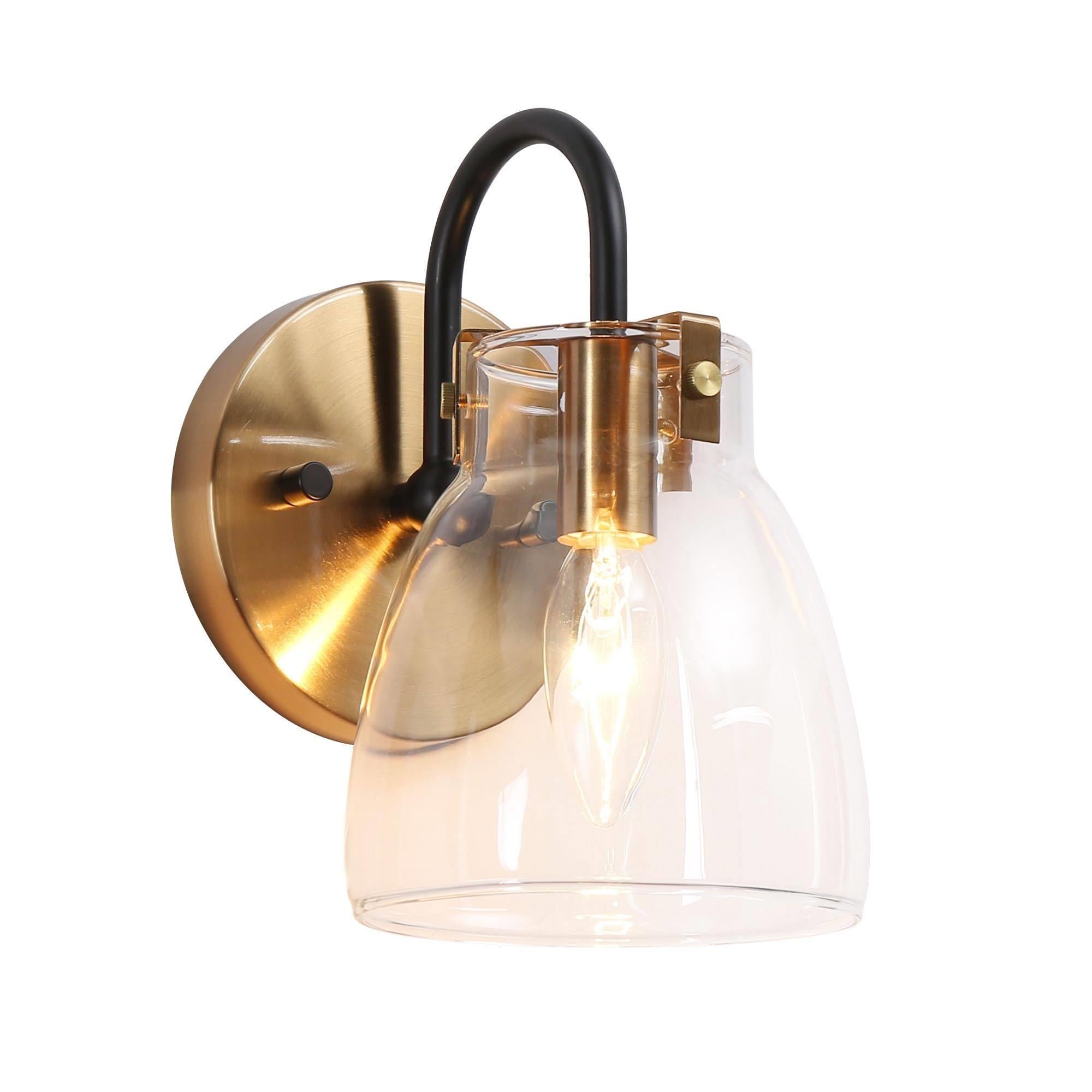 Iianmin 1-Light Black and Gold Vanity Light