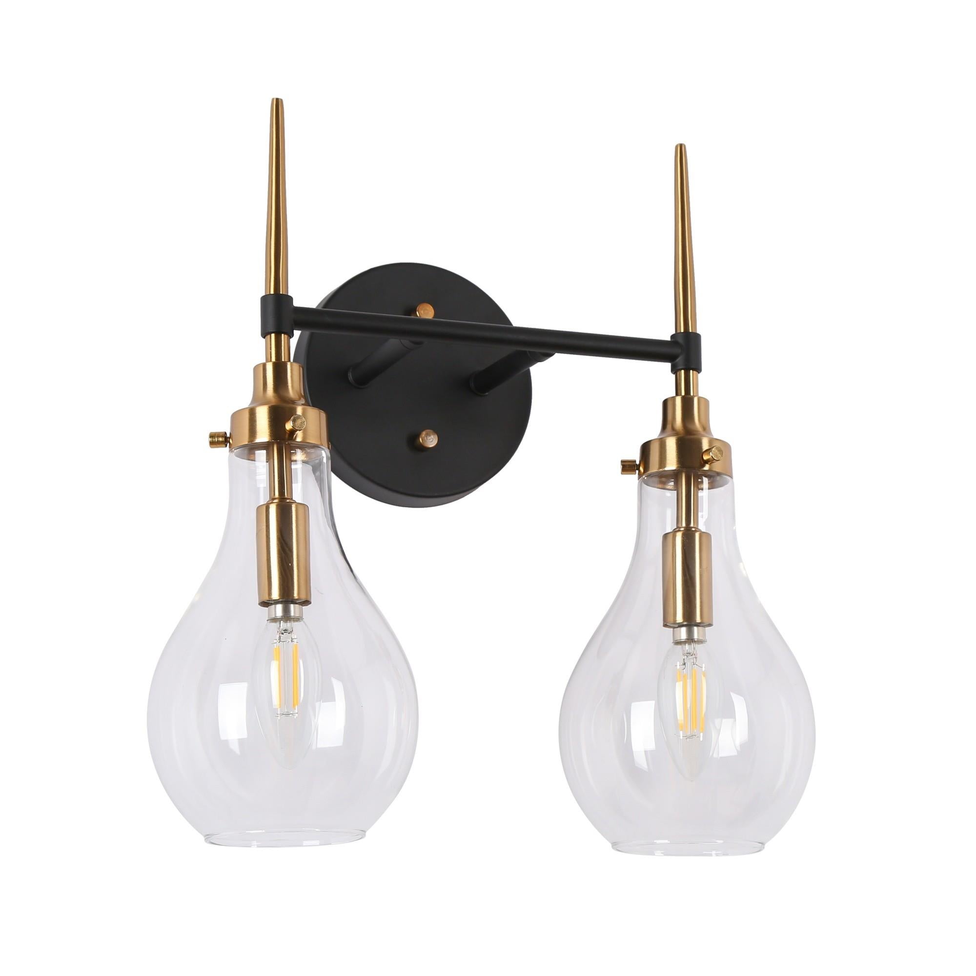 Luxitemin 2-Light Black and Brass Vanity Light