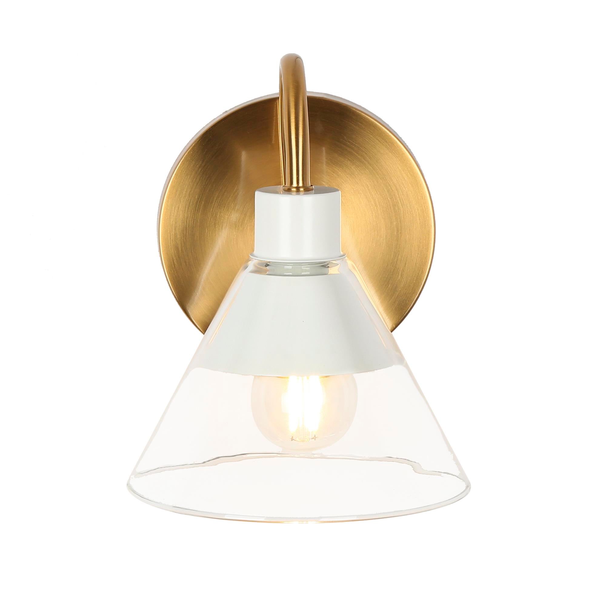 Jay 1-Light White and Gold Vanity Light