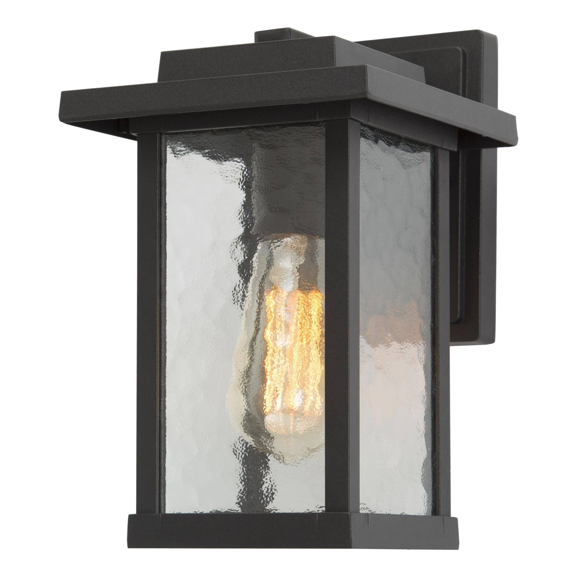 1-Light Outdoor Lantern Wall Light with Textured Glass