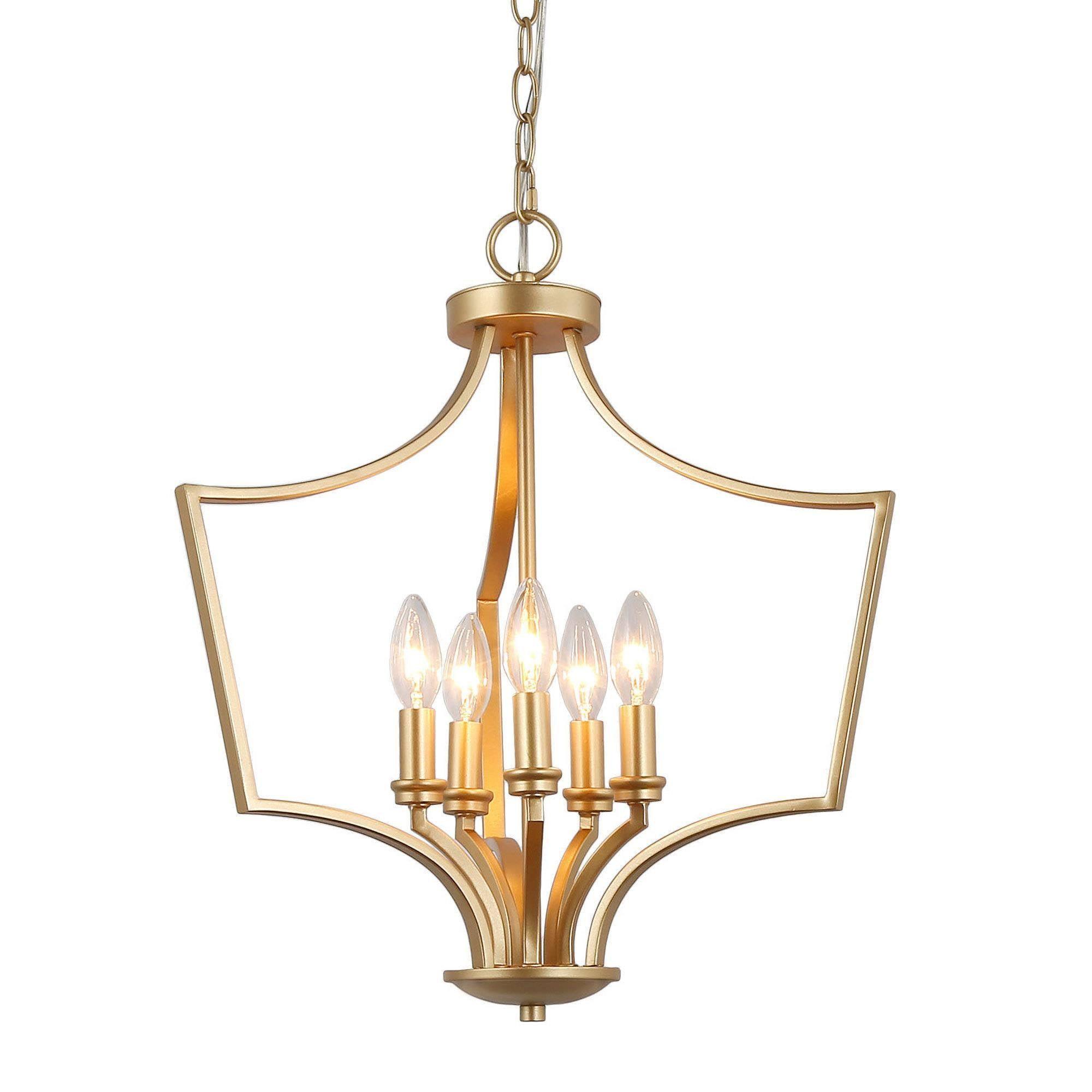 5-Light Gold Lantern Chandeliers