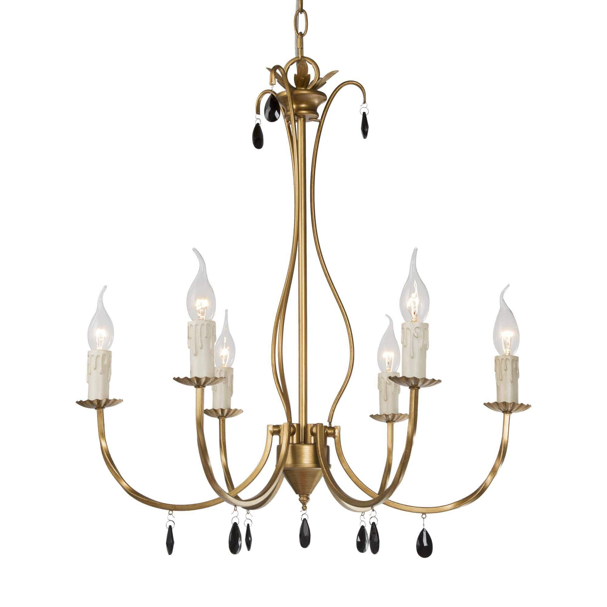 6-Light Gold Candlestick Chandeliers