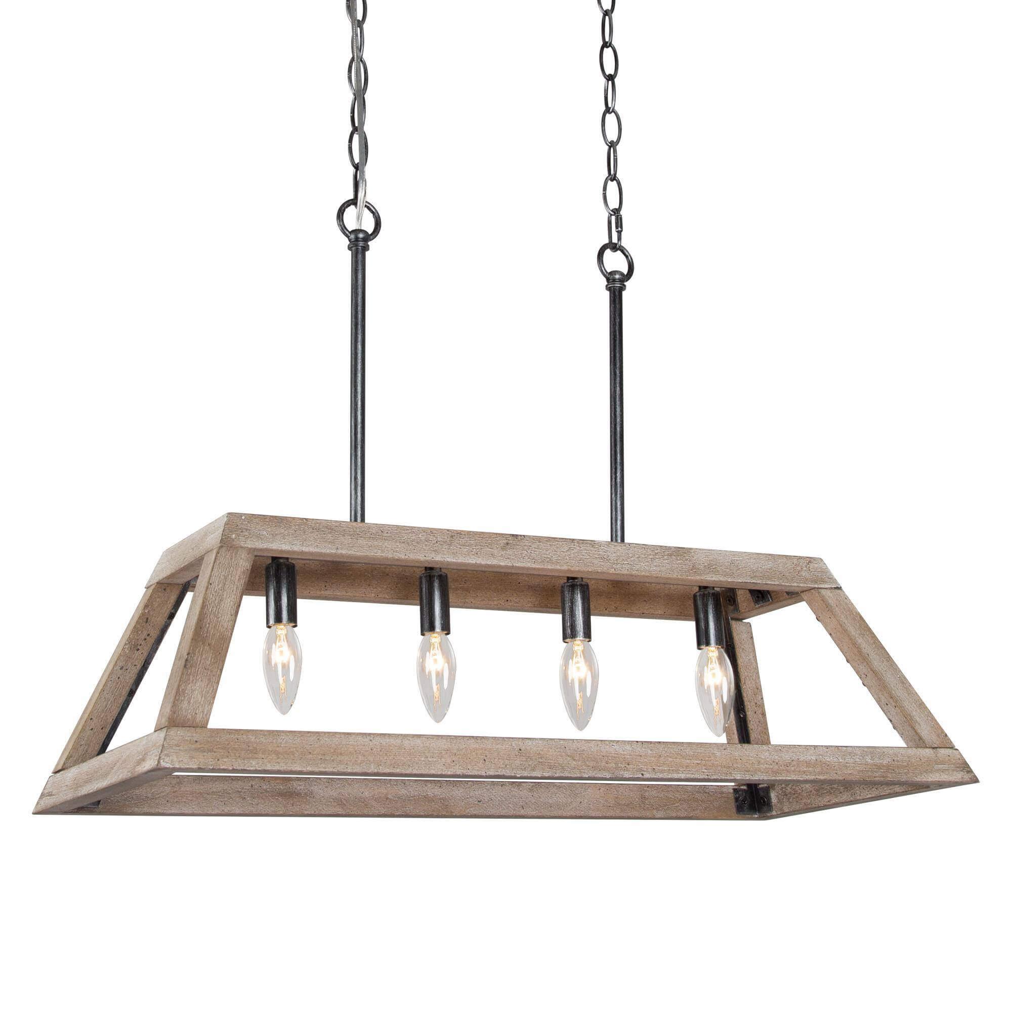 4-Light Wooden Chandelier