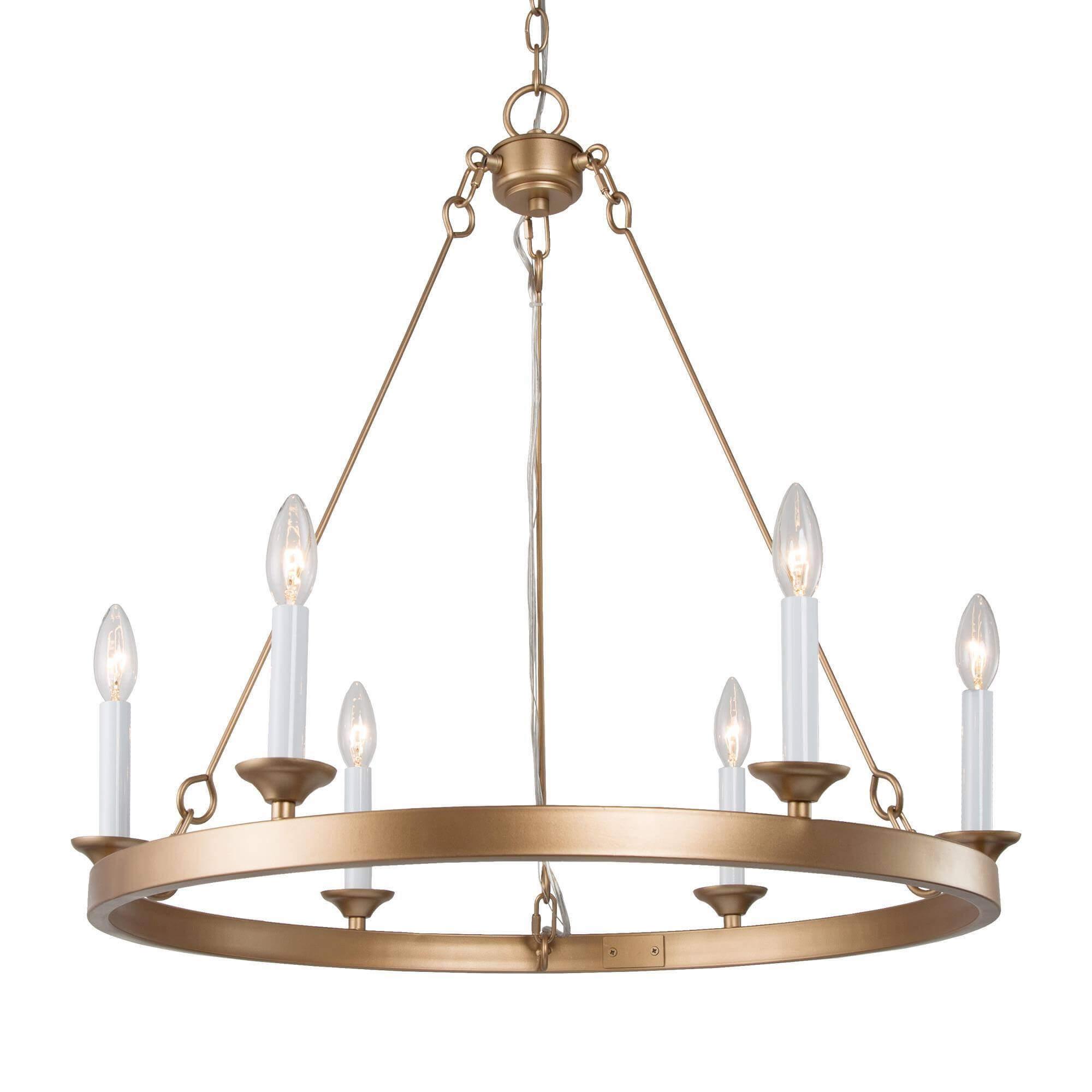 6-Light Modern Gold Wagon Wheel Chandelier