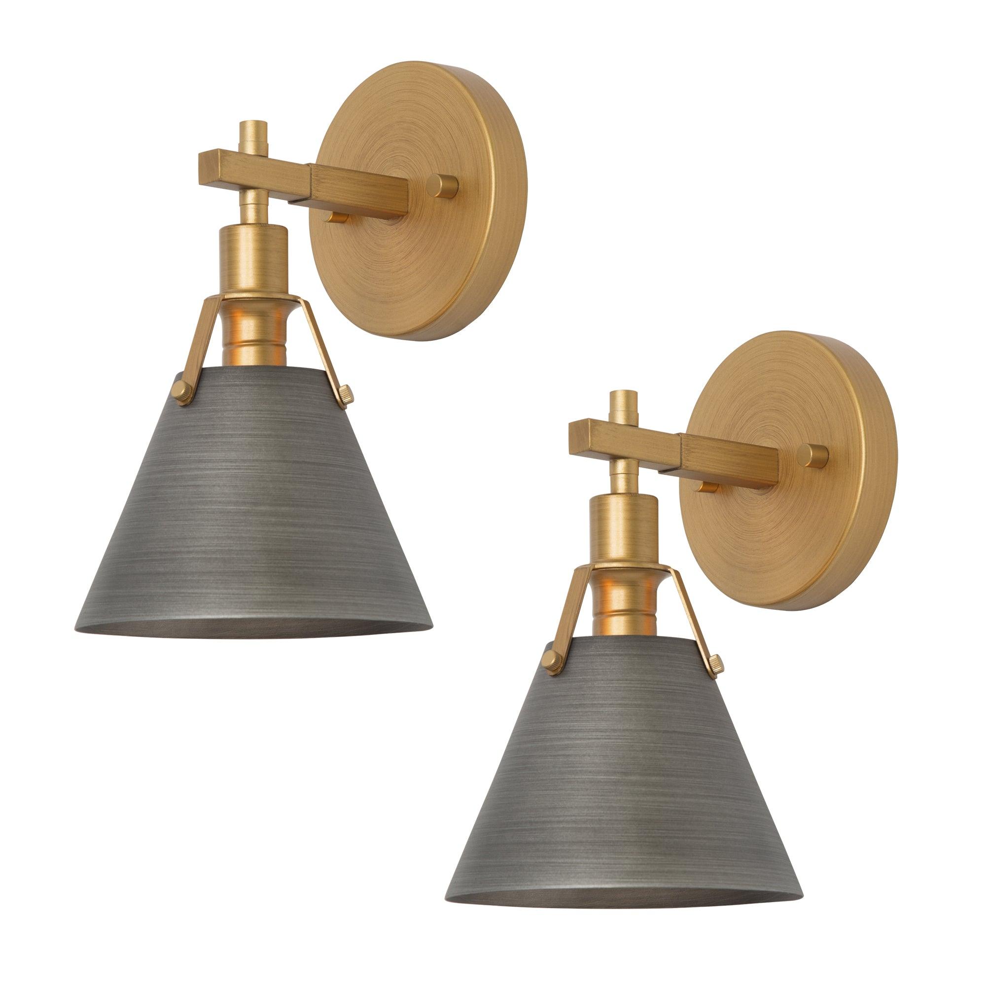 2 Pack 1-Light Silver Gold Wall Sconces Vanity Lights