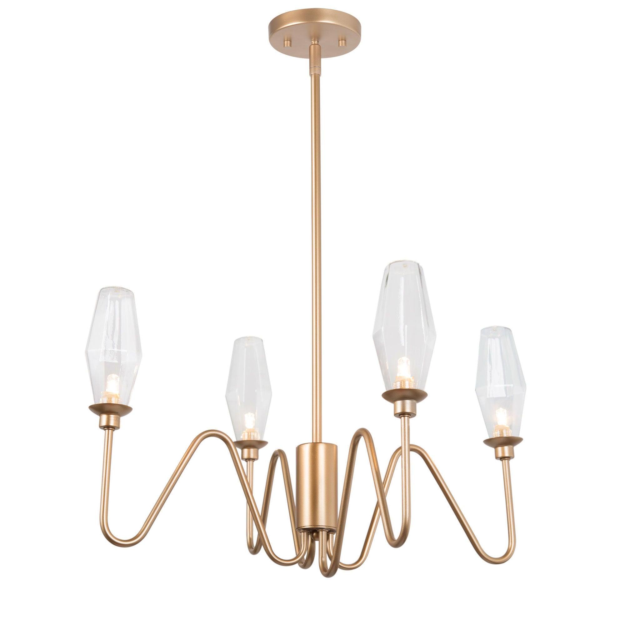 4-Light Gold Chandeliers with Glass Shades