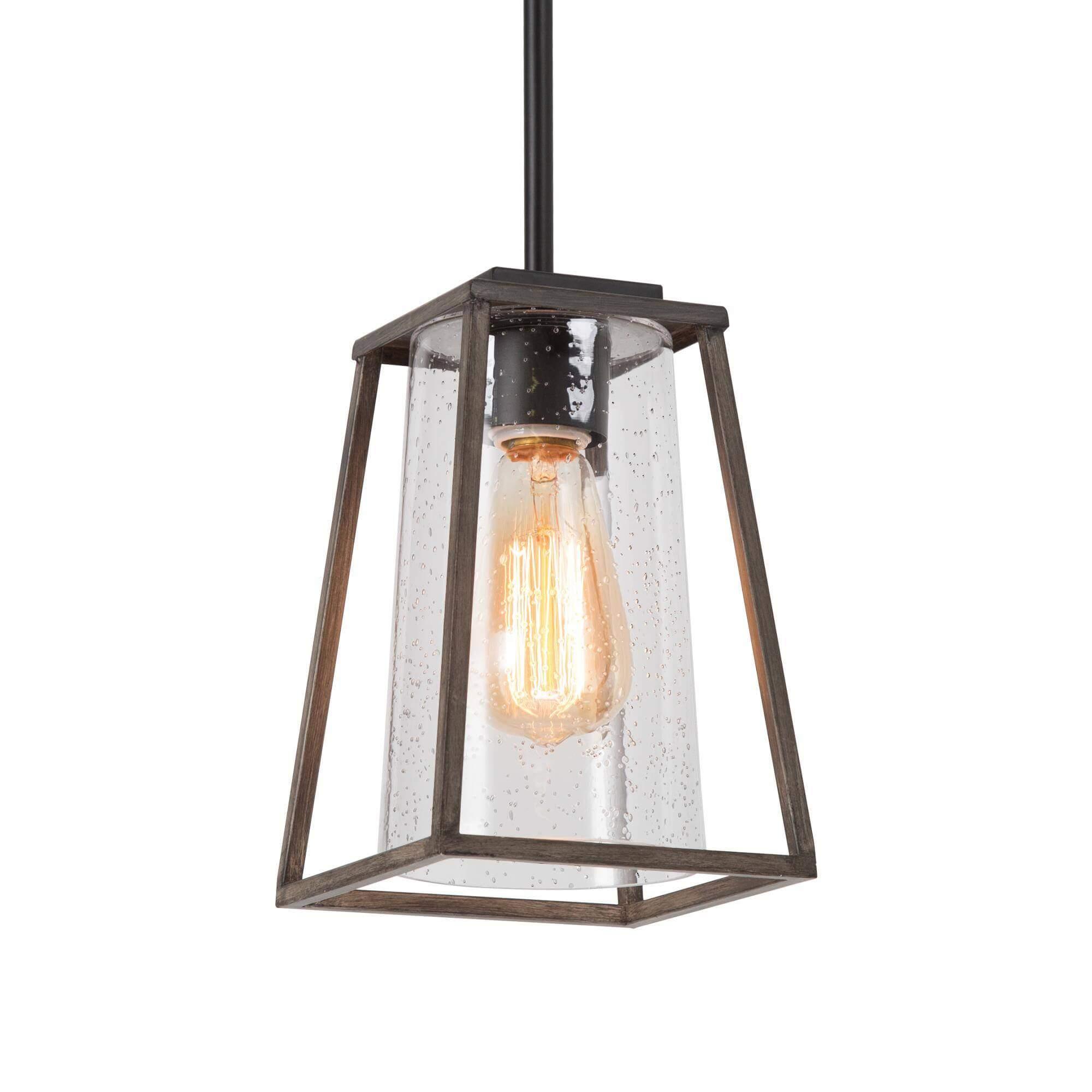 1-Light Farmhouse Pendant Light with Seeded Glass Shade